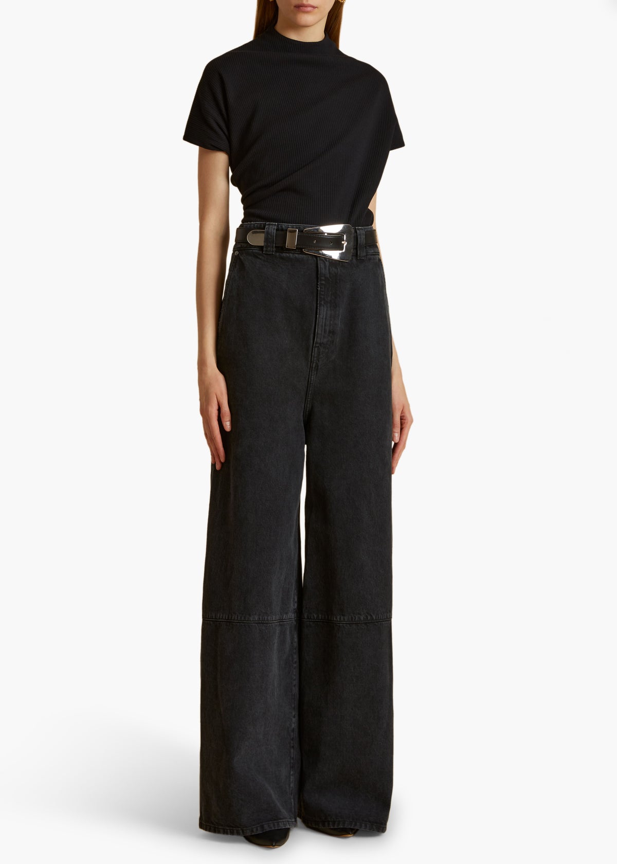 Ceinture En Cuir Khaite Lucca - Boucle Statement Taille 85 - Noir - Neuf Sans Étiquette