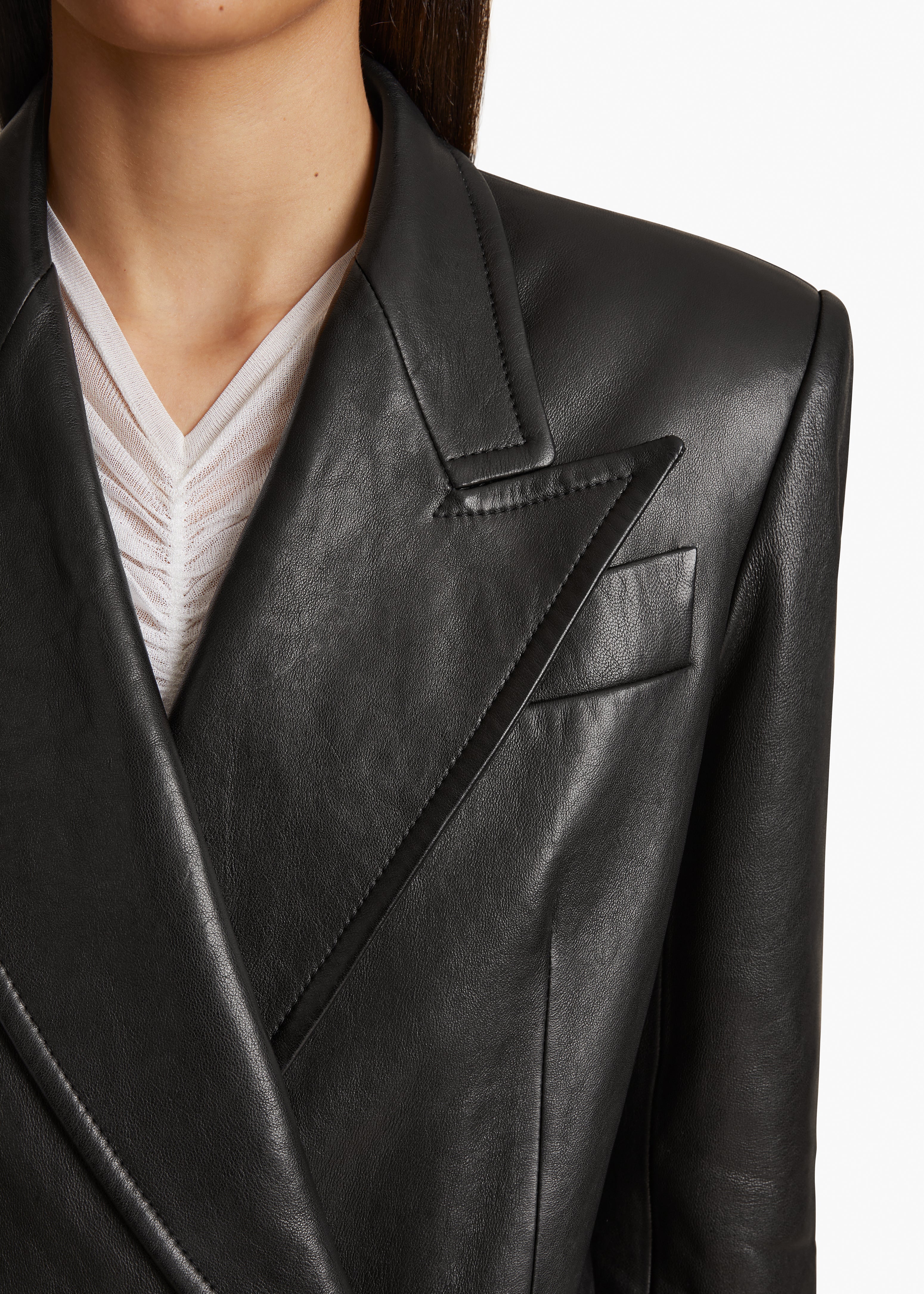 JACOBSON BLAZER IN BLACK LEATHER DETAILED VIEW 2