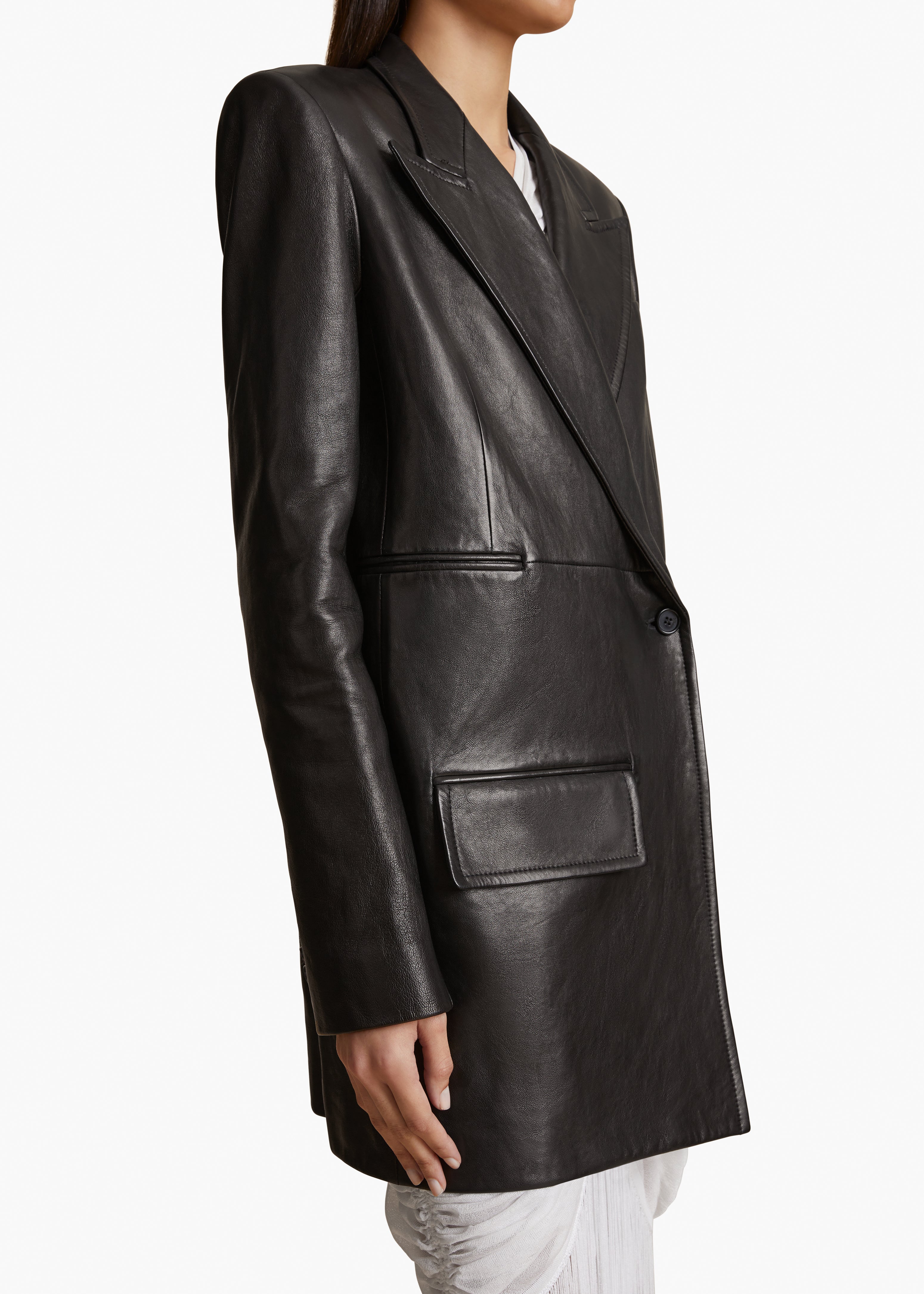 JACOBSON BLAZER IN BLACK LEATHER DETAILED VIEW 1