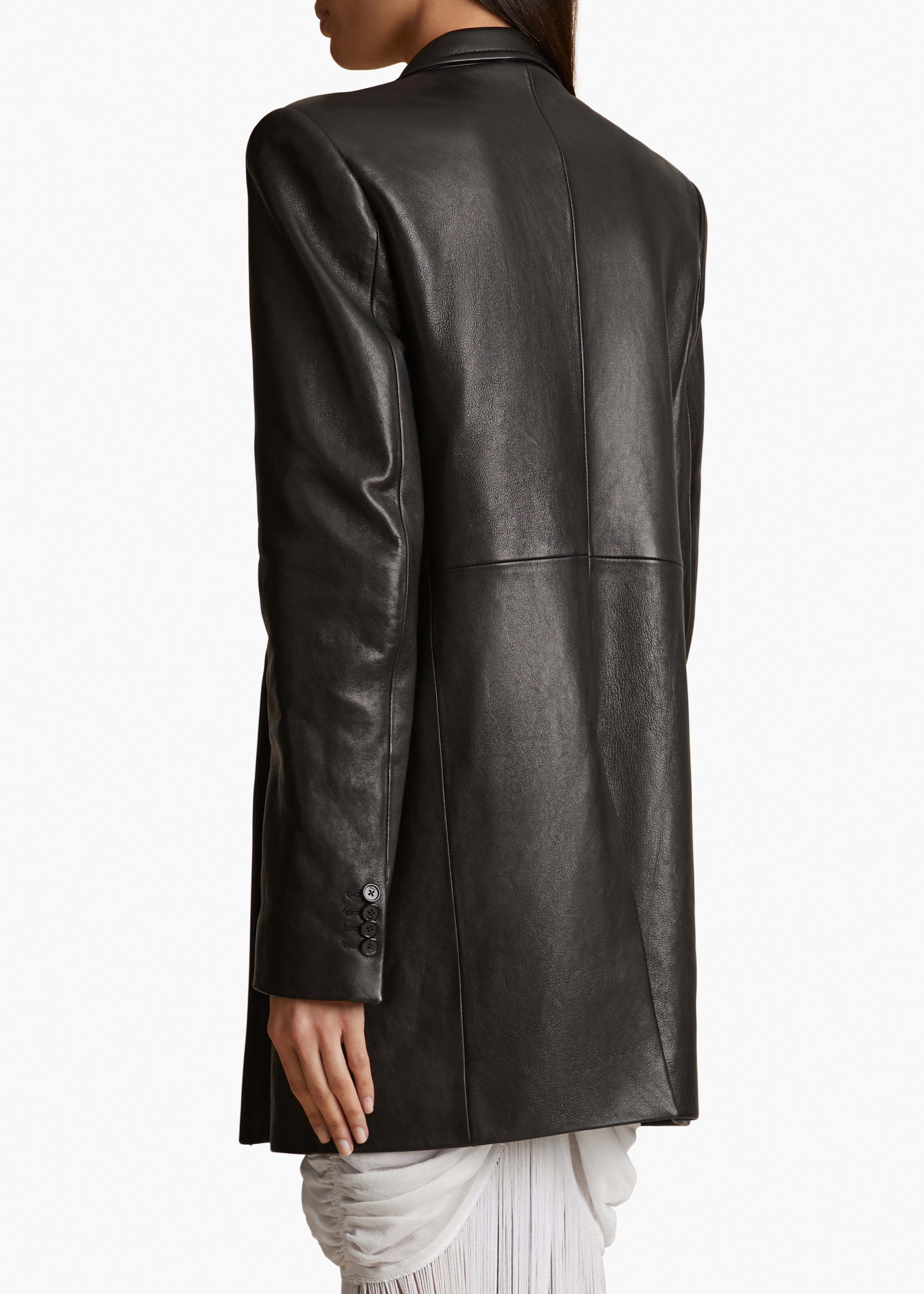 JACOBSON BLAZER IN BLACK LEATHER BACK VIEW