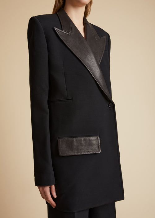 The Jacobson Blazer in Black Leather Combo