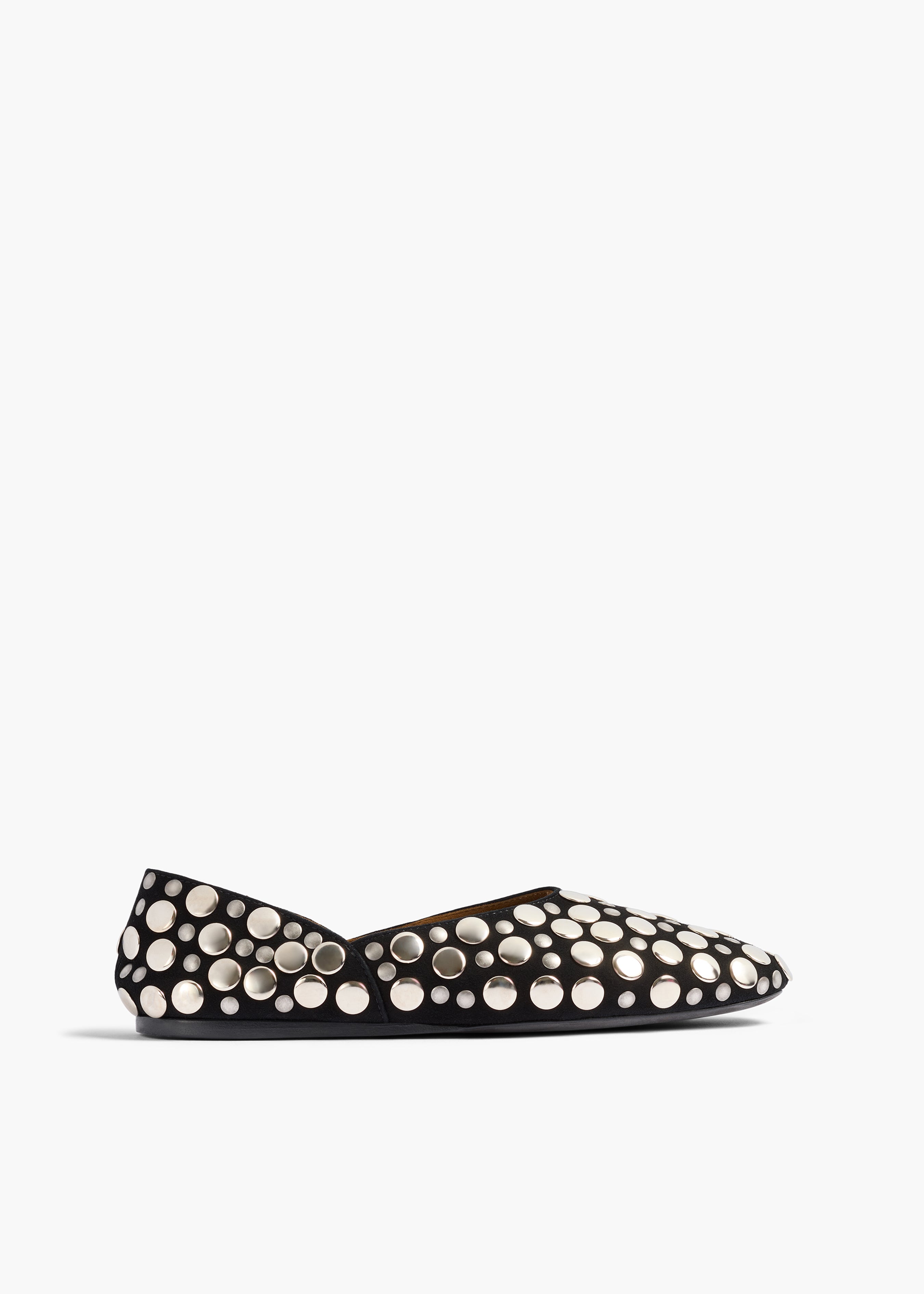 Jane Flat in Black Suede with Silver Studs