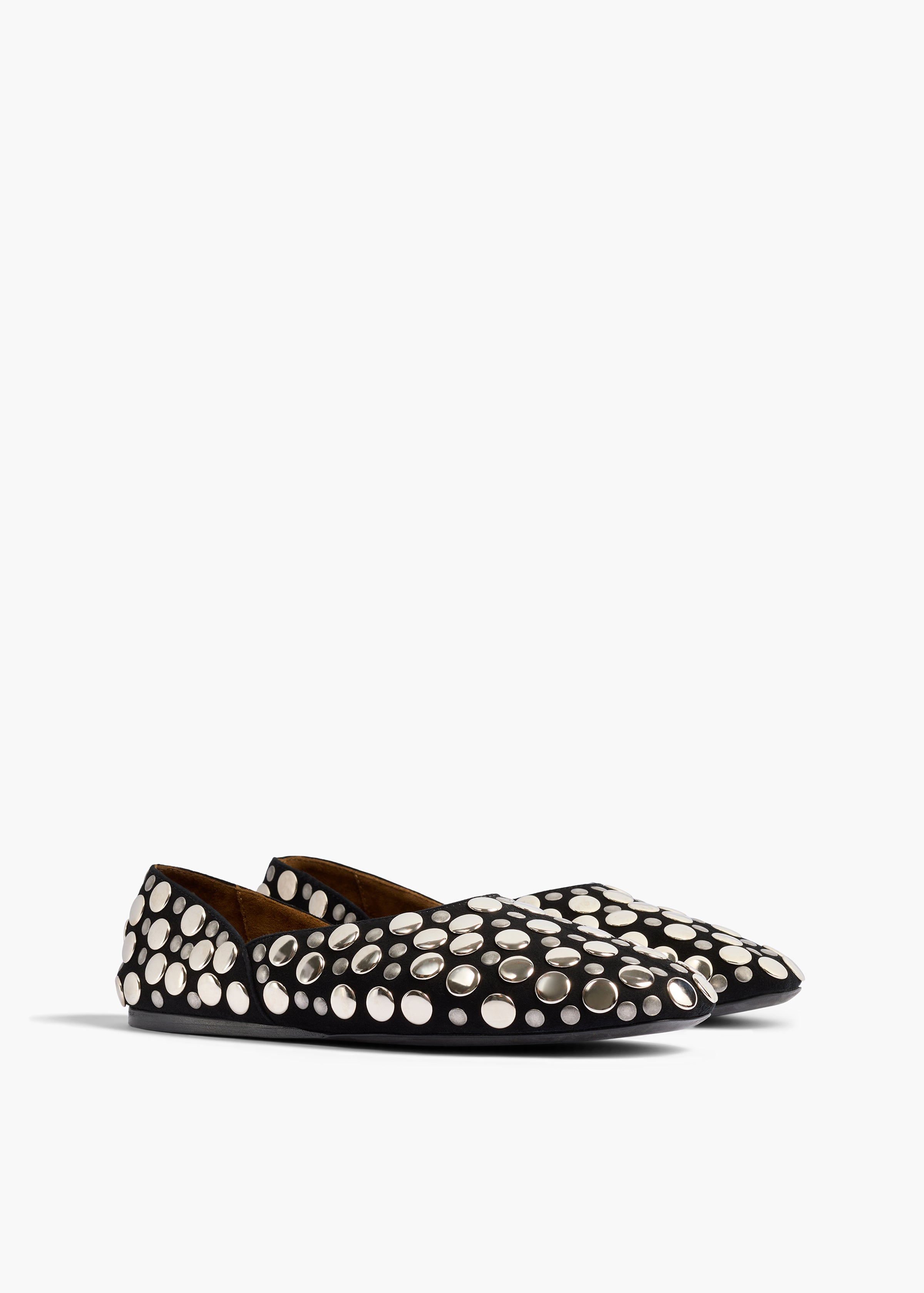 Jane Flat in Black Suede with Silver Studs