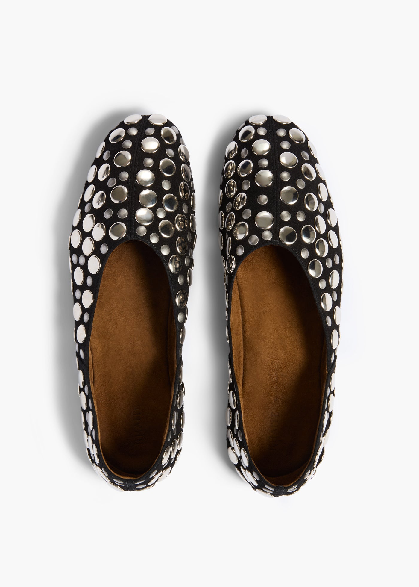 Jane Flat in Black Suede with Silver Studs