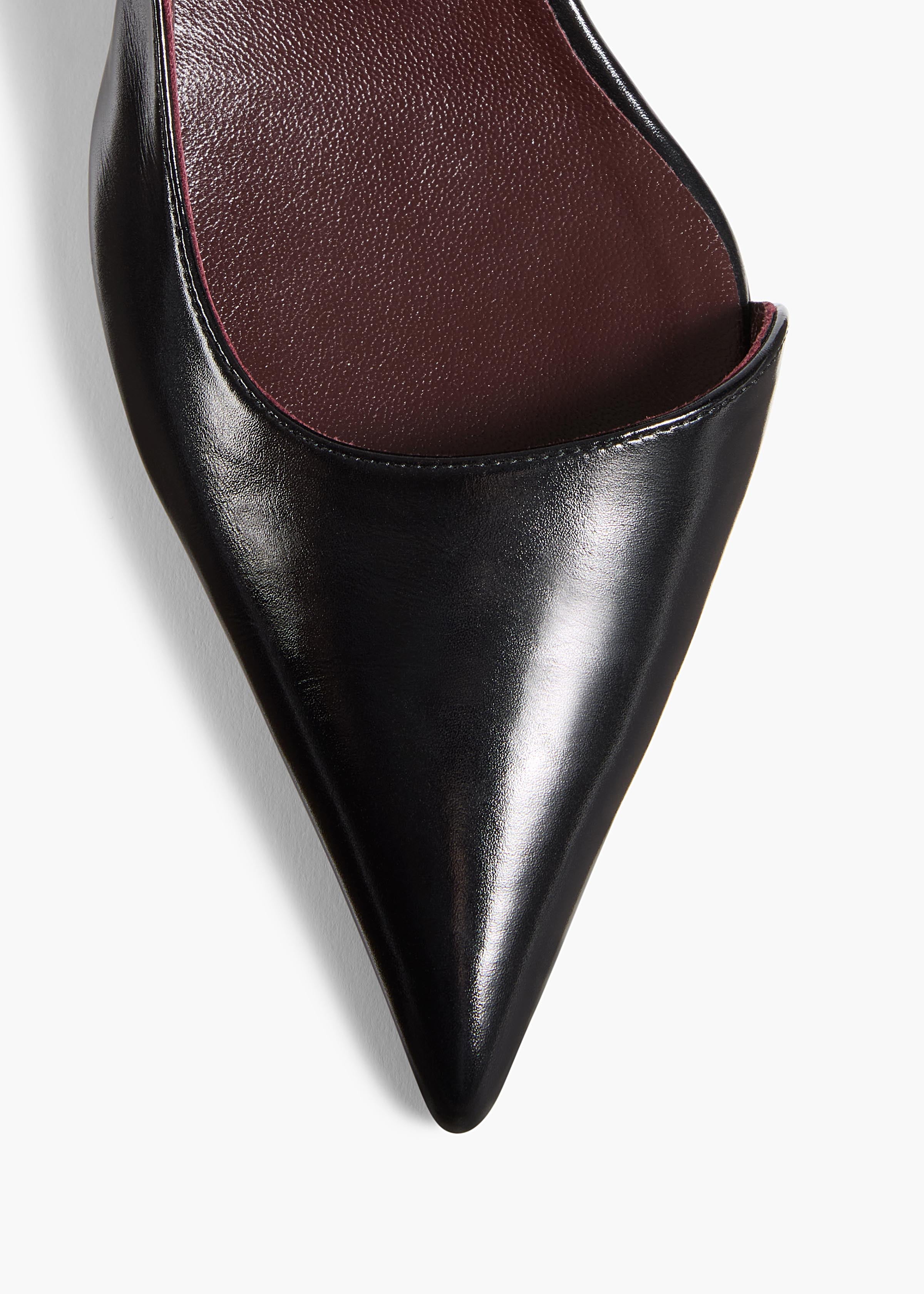 Jett D'Orsay Low Pump in Black Glazed Leather