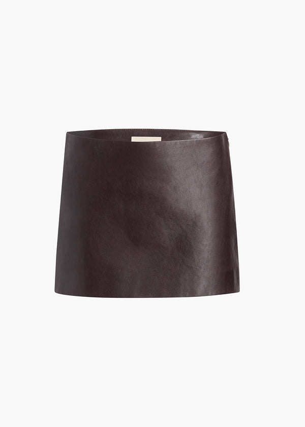 Jett Skirt in Dark Brown Leather FLAT VIEW