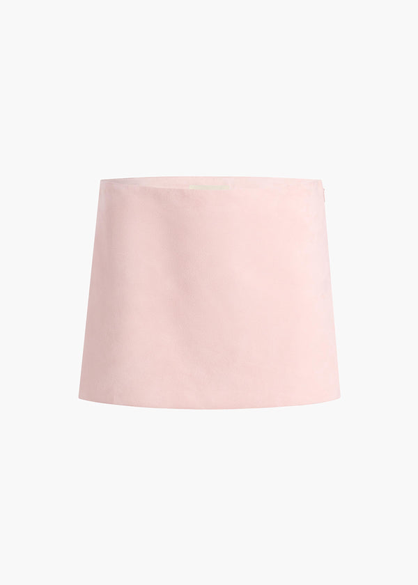 Jett Skirt in Soft Pink Suede FLAT VIEW