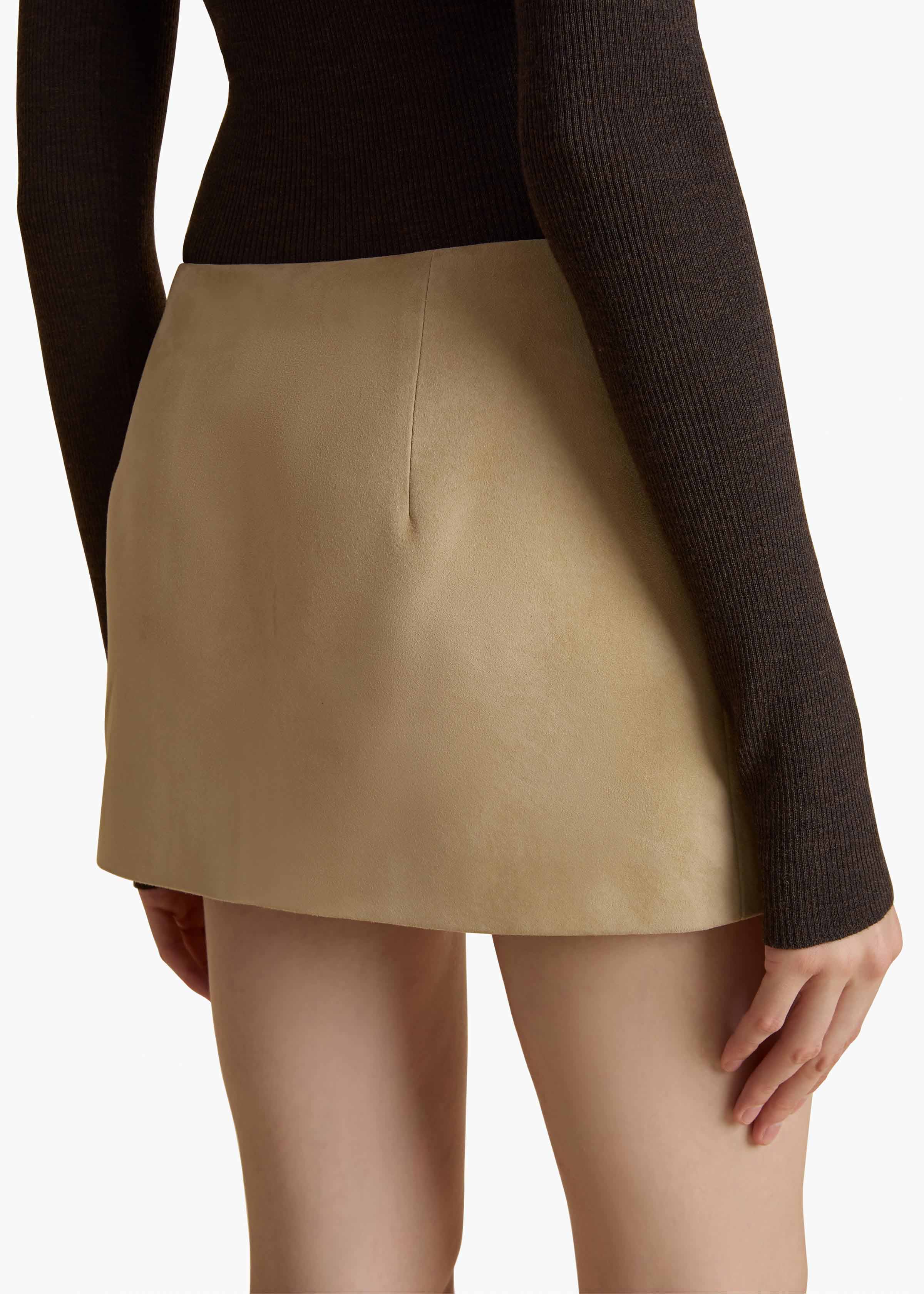 Jett Skirt in Sand Suede DETAILED VIEW 1