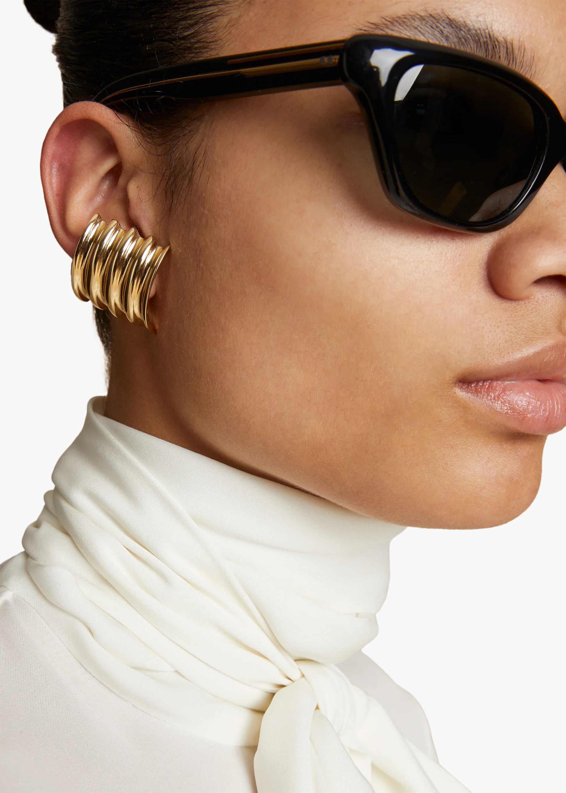 KHAITE LLC - Small Julius Panel Earrings in Gold