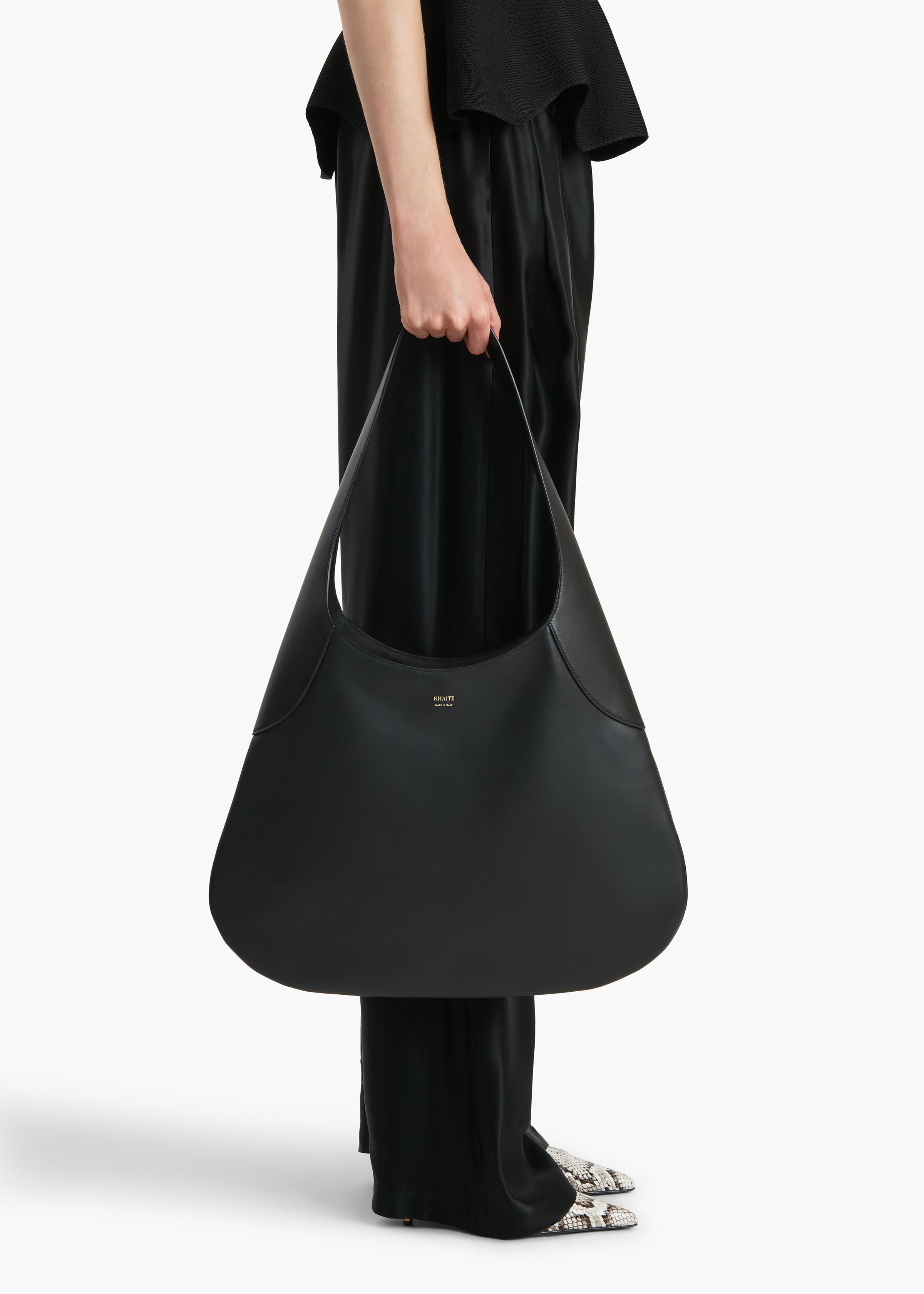 Large Joan Hobo in Black Leather