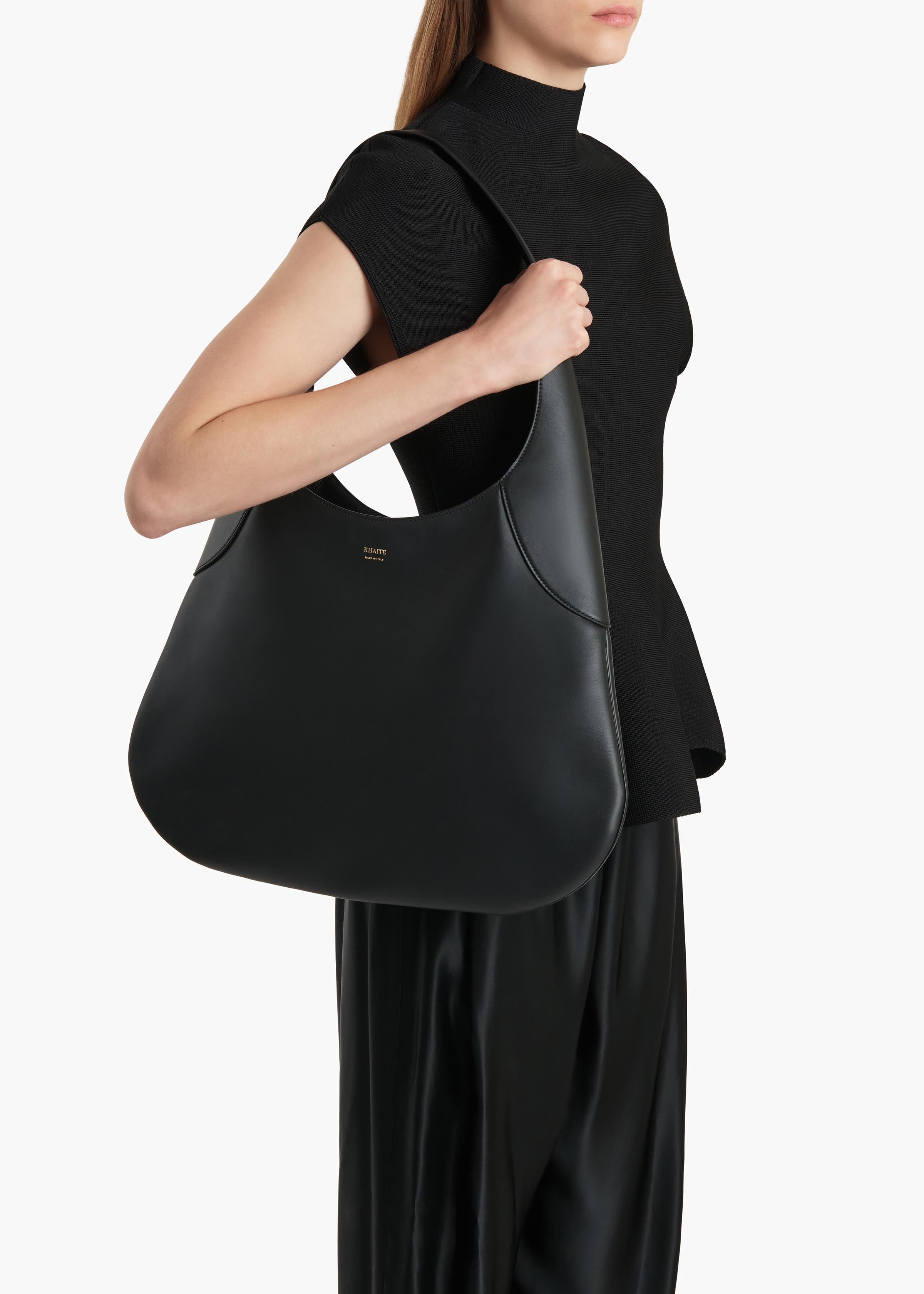 Large Joan Hobo in Black Leather