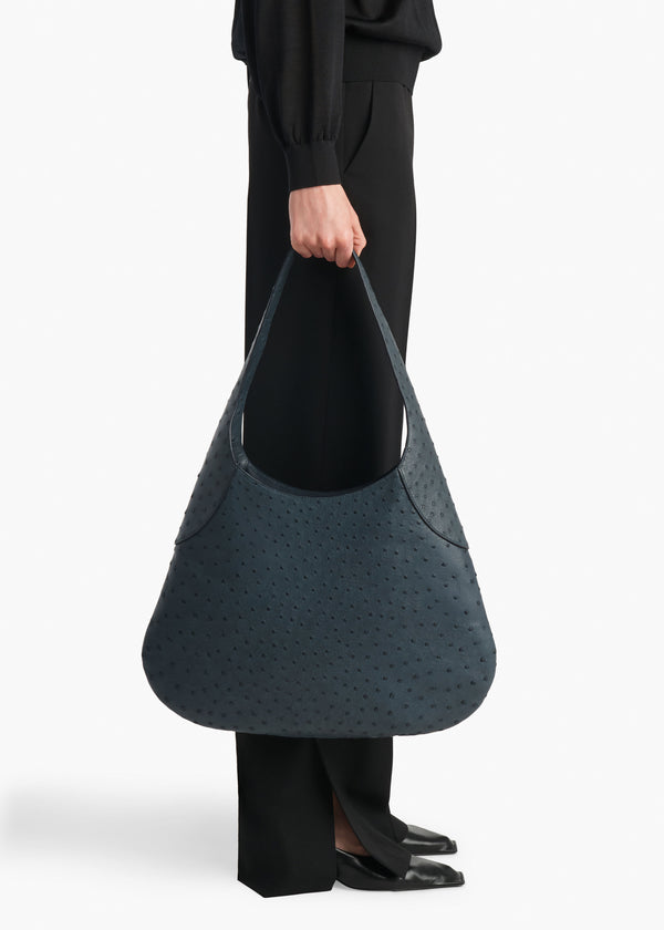Large Joan Hobo in Midnight Navy Ostrich