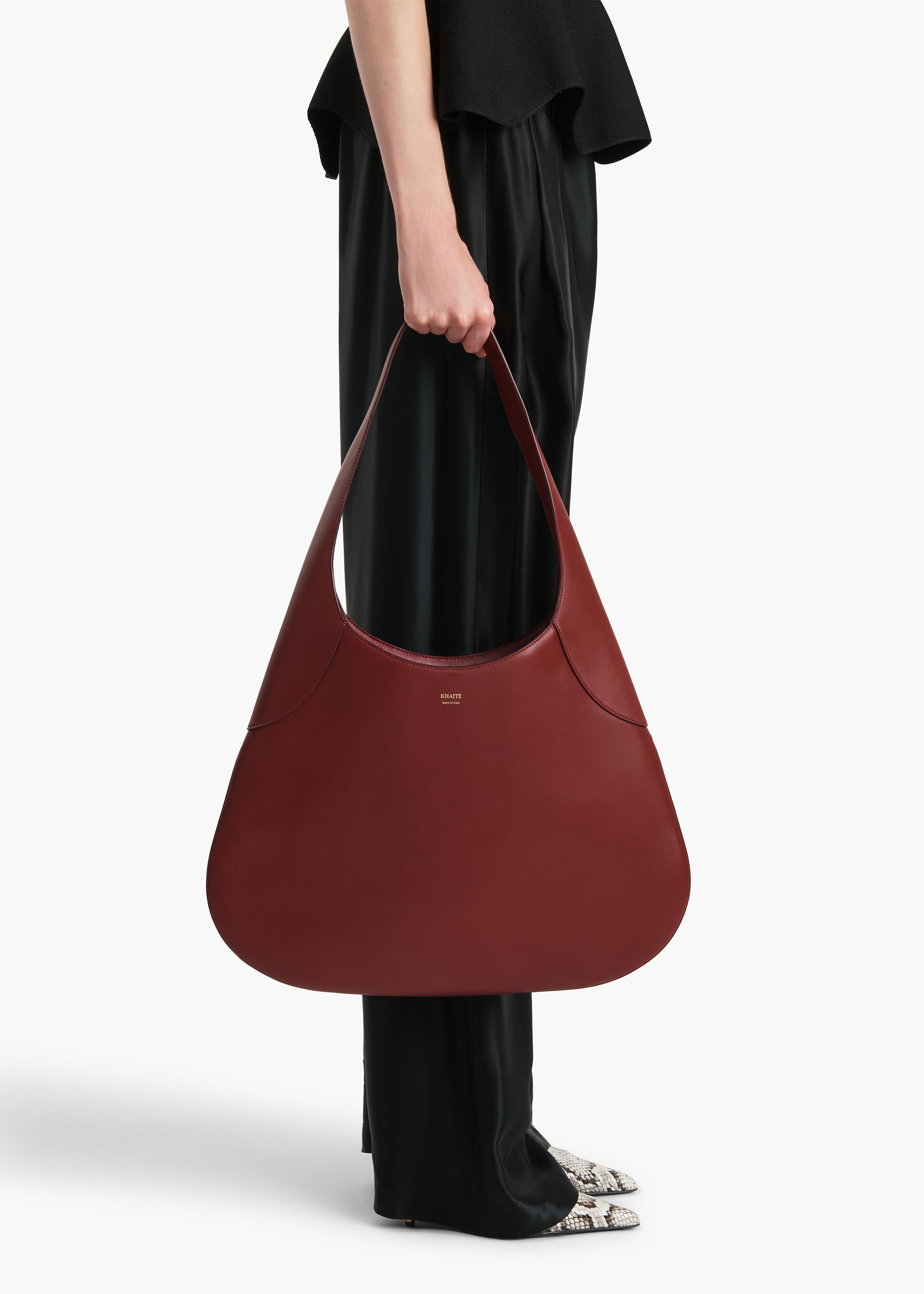 Large Joan Hobo in Oxblood Leather