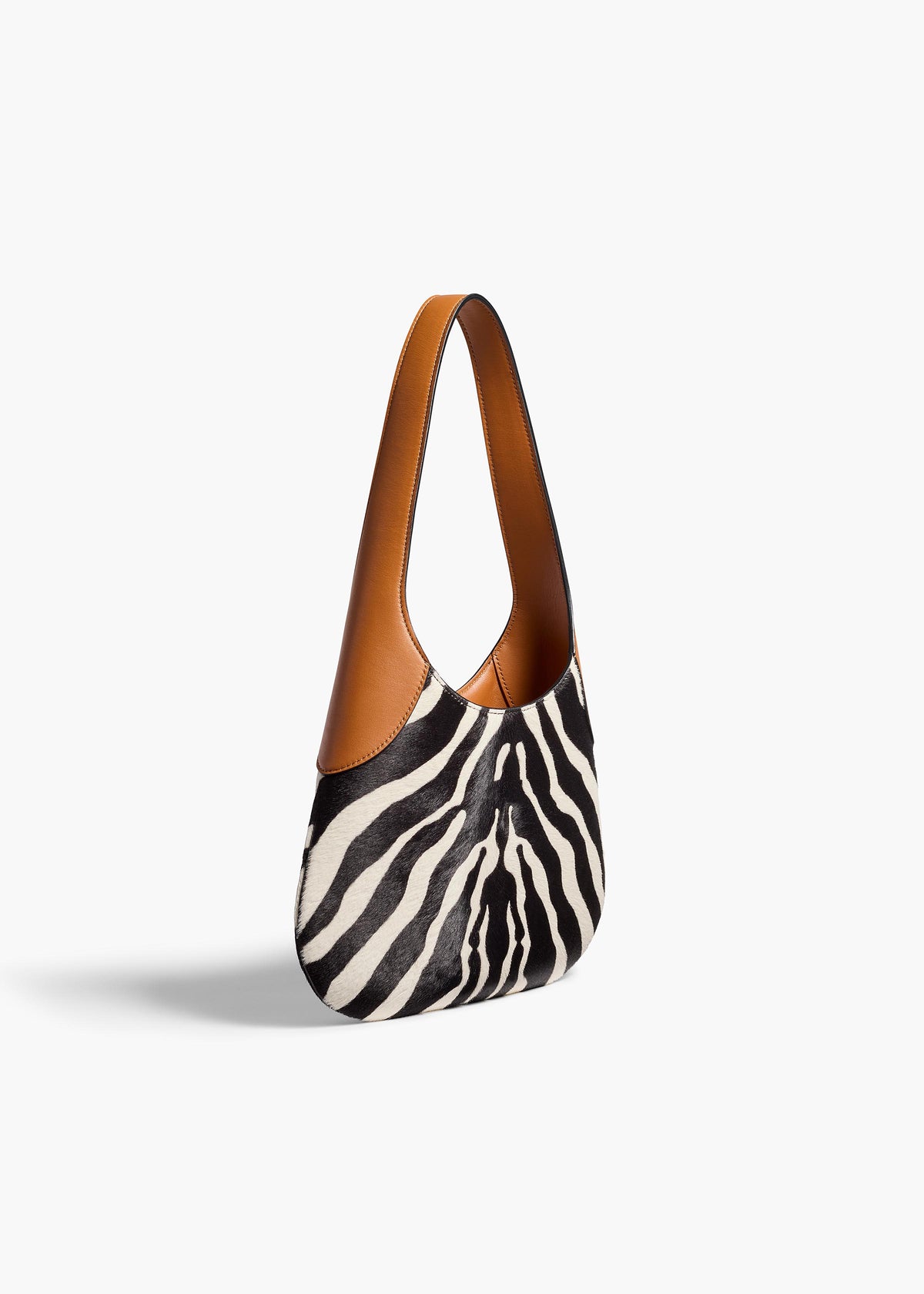 KHAITE  - Small Joan Hobo in Zebra Print Haircalf and Tan Leather