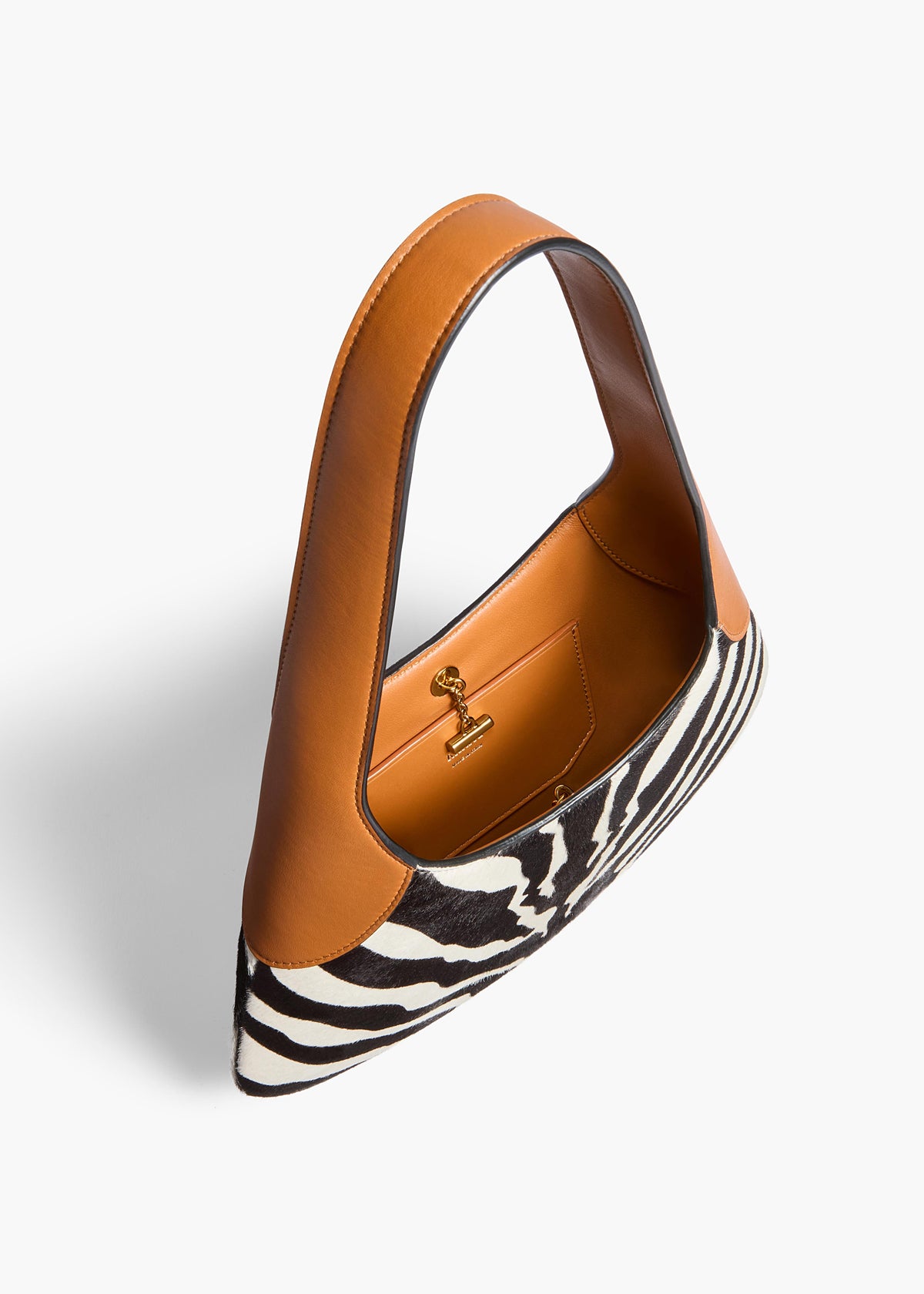KHAITE  - Small Joan Hobo in Zebra Print Haircalf and Tan Leather