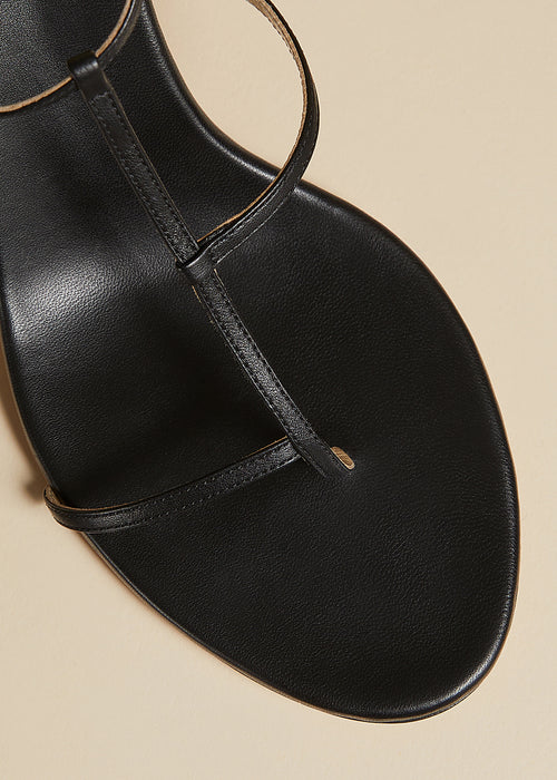 The Jones Heel Sandal in Black Leather