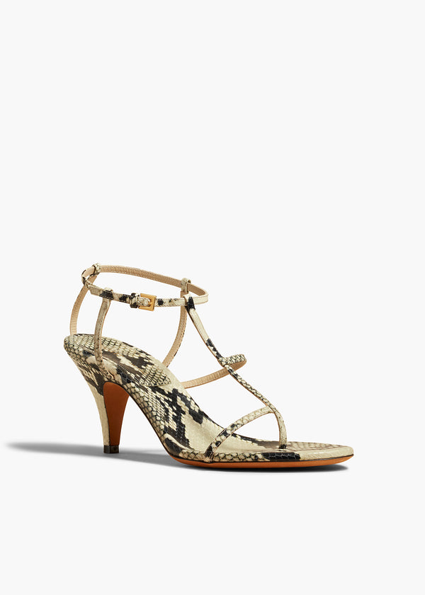 JONES HEEL SANDAL IN NATURAL PYTHON-EMBOSSED LEATHER SIDE VIEW