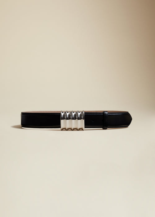 The Medium Julius Belt in Black Leather with Silver