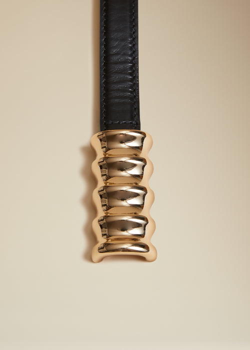 The Small Julius Belt in Black Leather with Gold