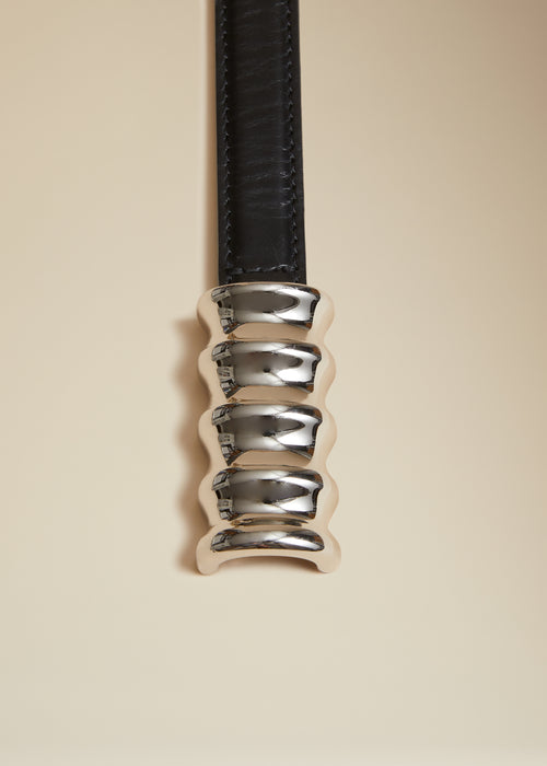 The Small Julius Belt in Black Leather with Silver