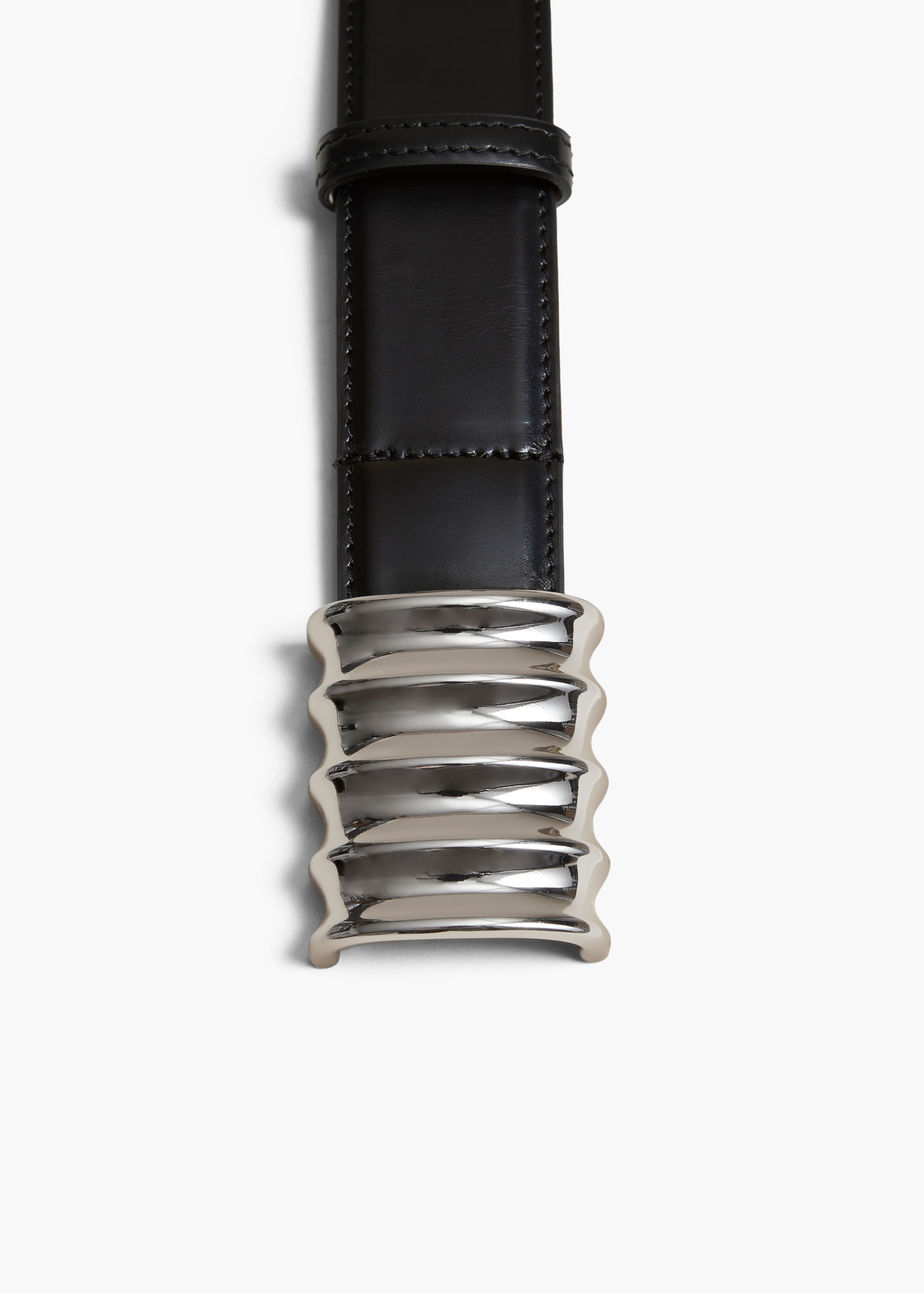 KHAITE LLC - Small Julius Belt in Black Leather with Silver