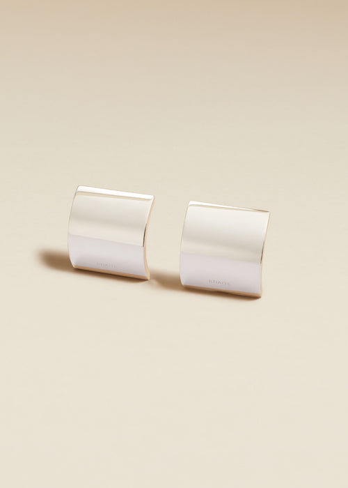 The Small Julius Smooth Panel Earrings in Silver
