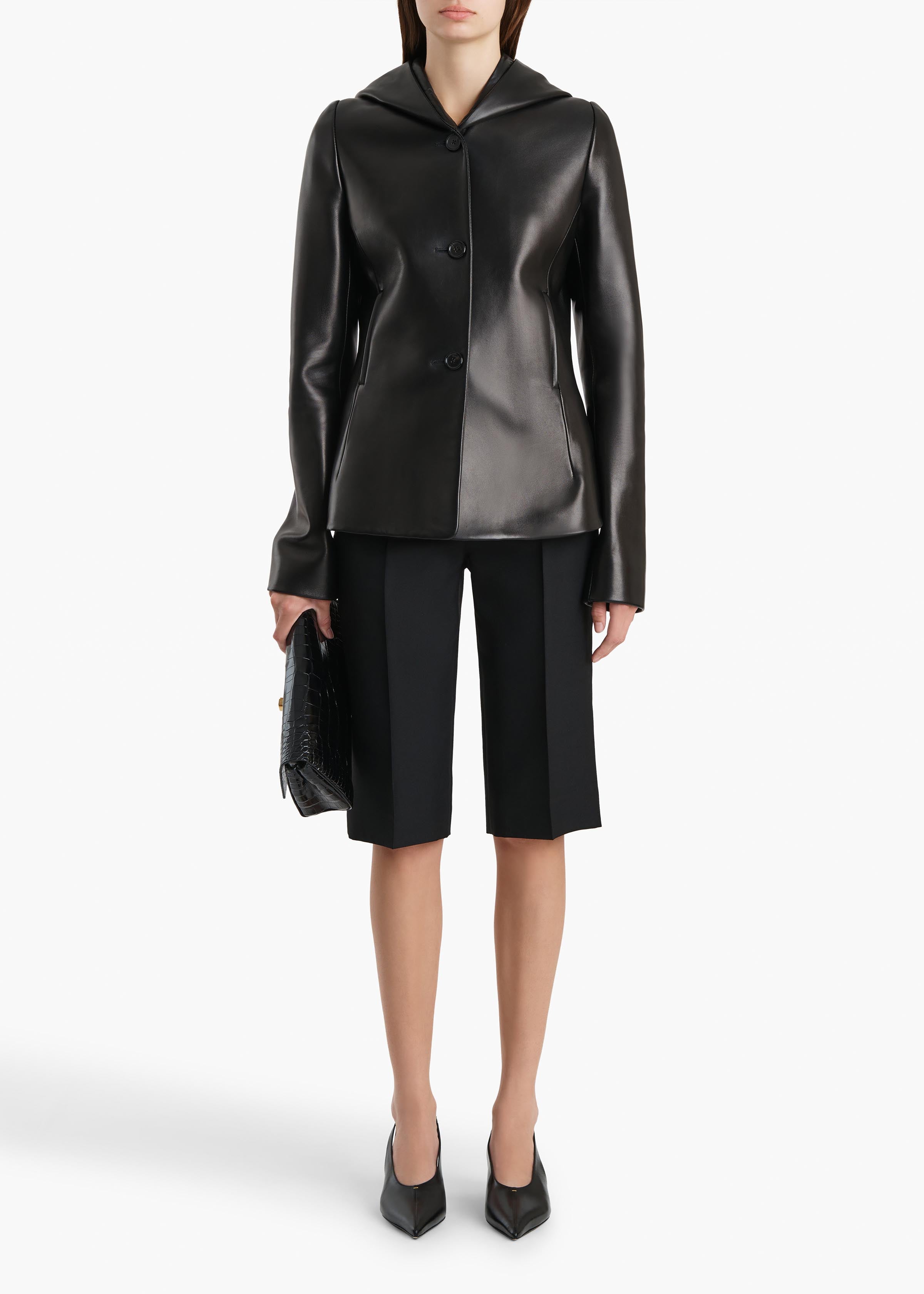 June Jacket in Black Leather – KHAITE