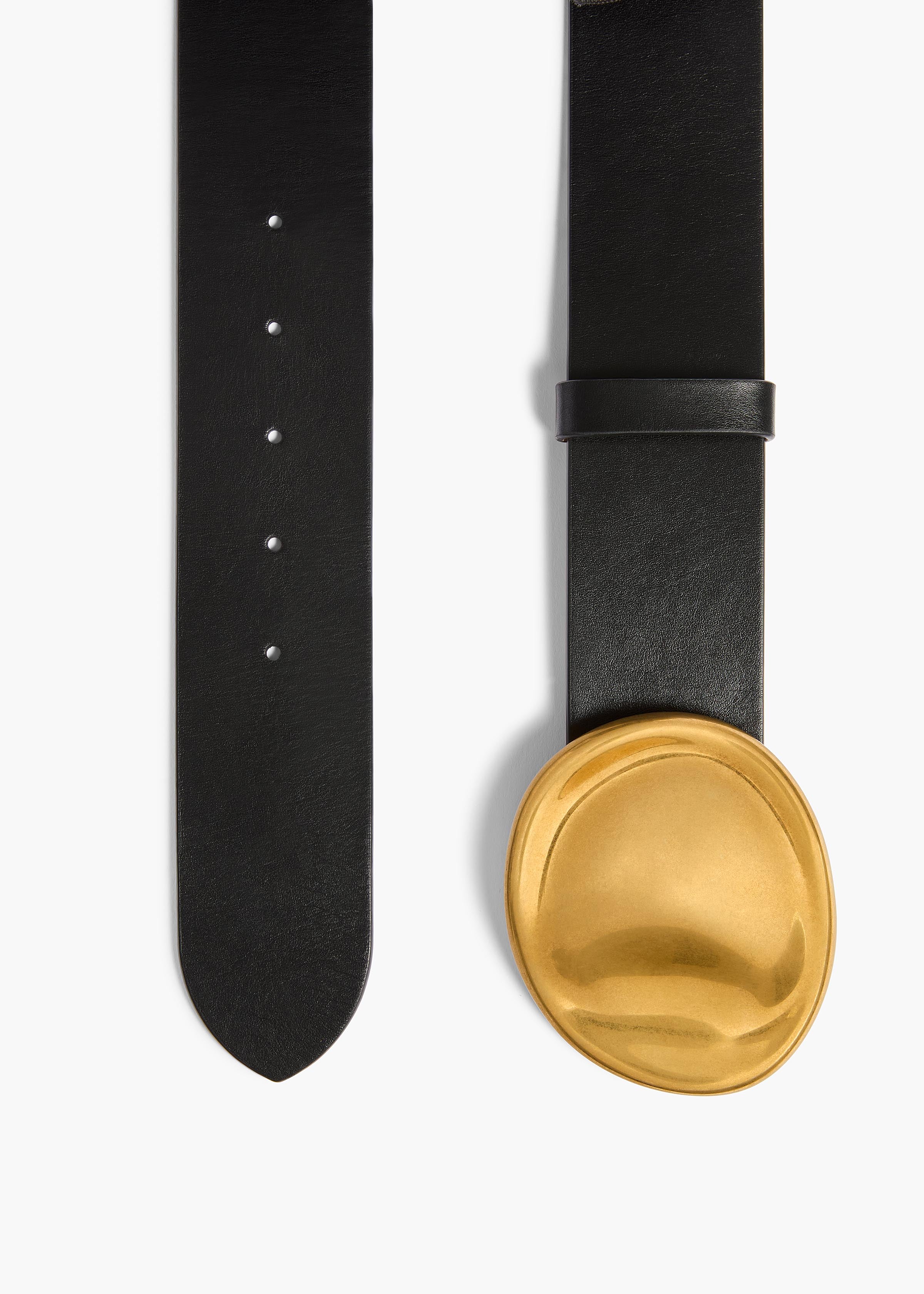 Keefe Belt in Black Leather with Gold – KHAITE
