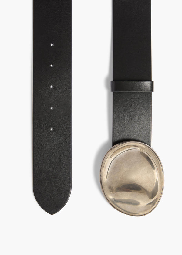 KEEFE BELT ANTIQUE SILVER 35MM BLACK 10154 763 200 C