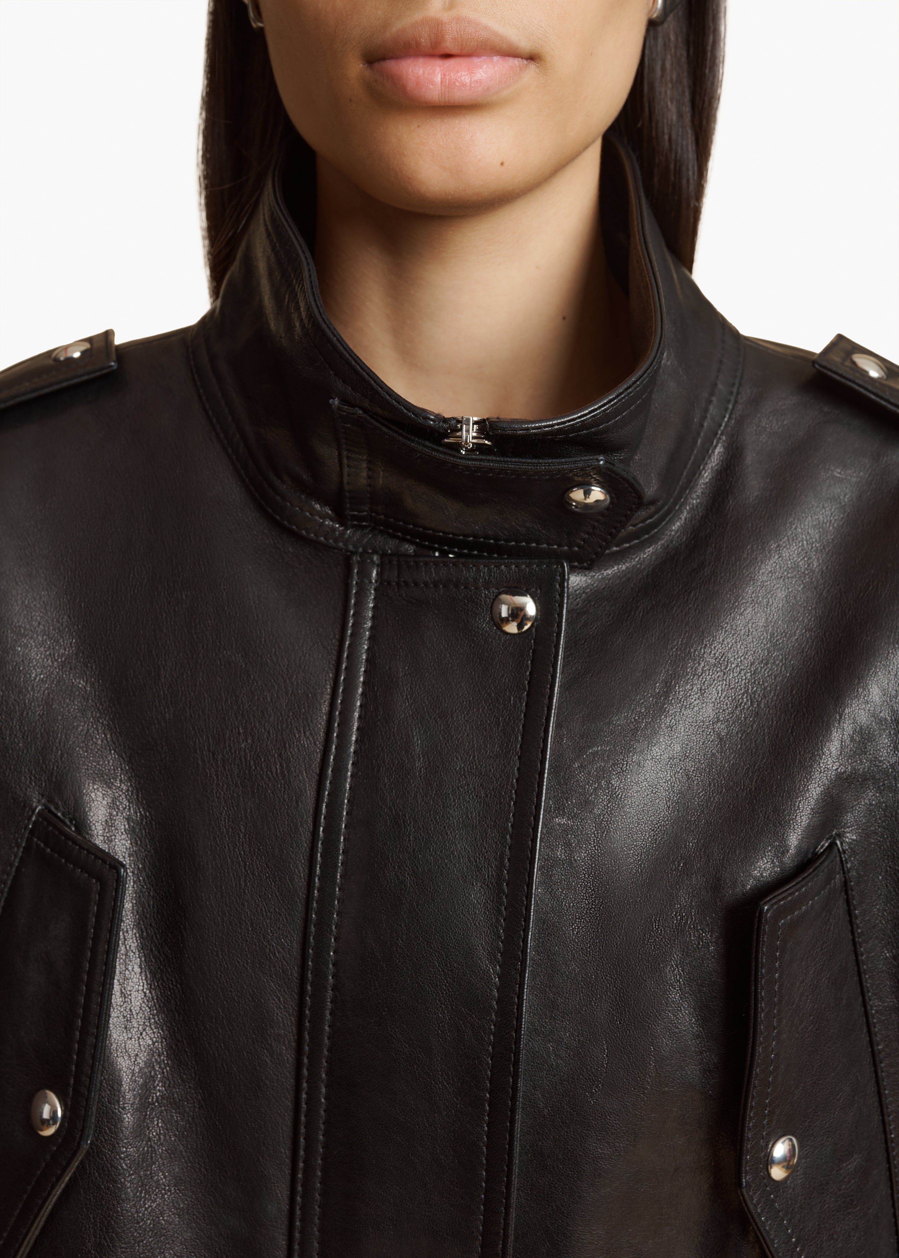 KEMBER JACKET IN BLACK LEATHER DETAILED VIEW 2