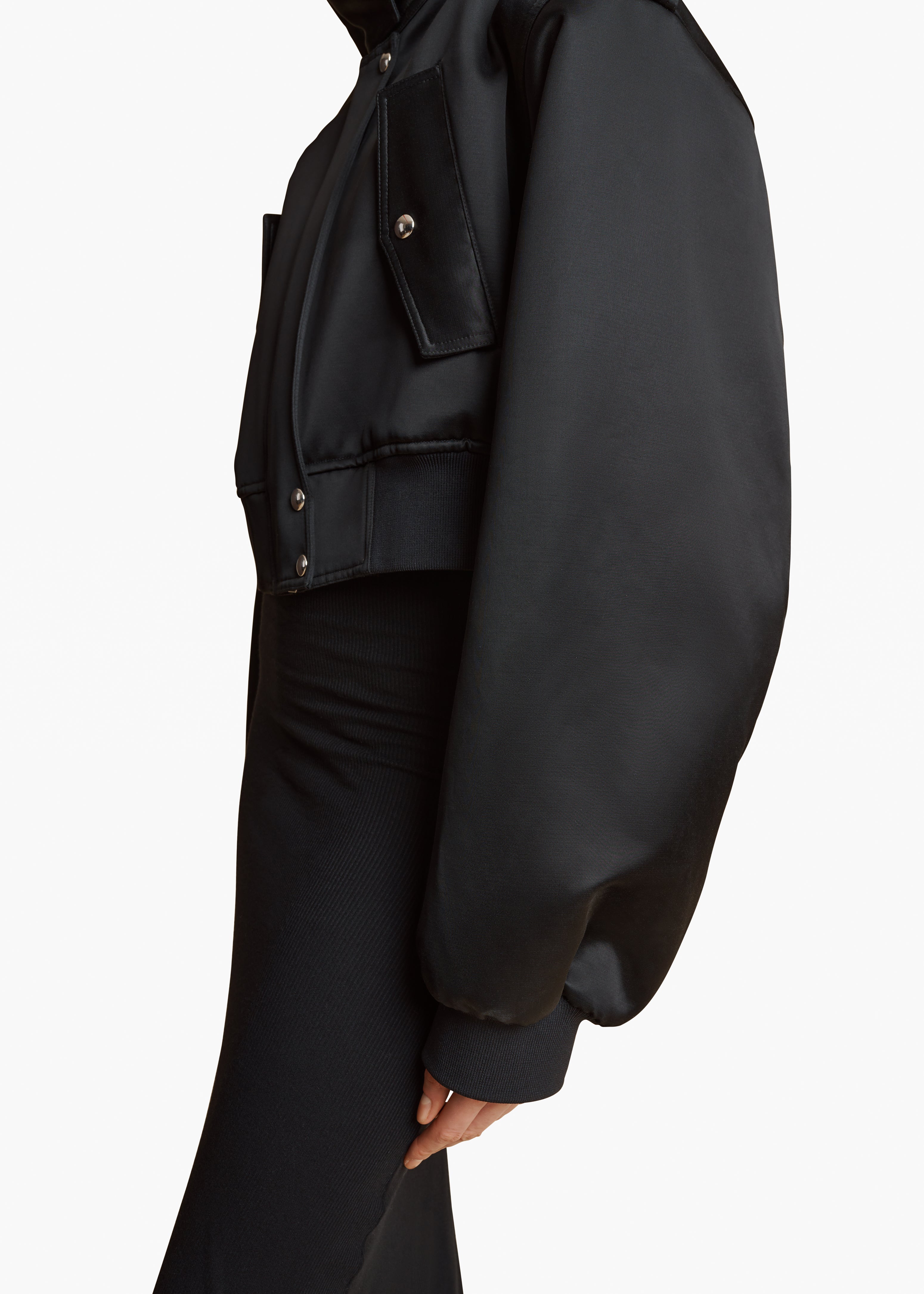 KEMBER JACKET IN BLACK SATIN DETAILED VIEW 1