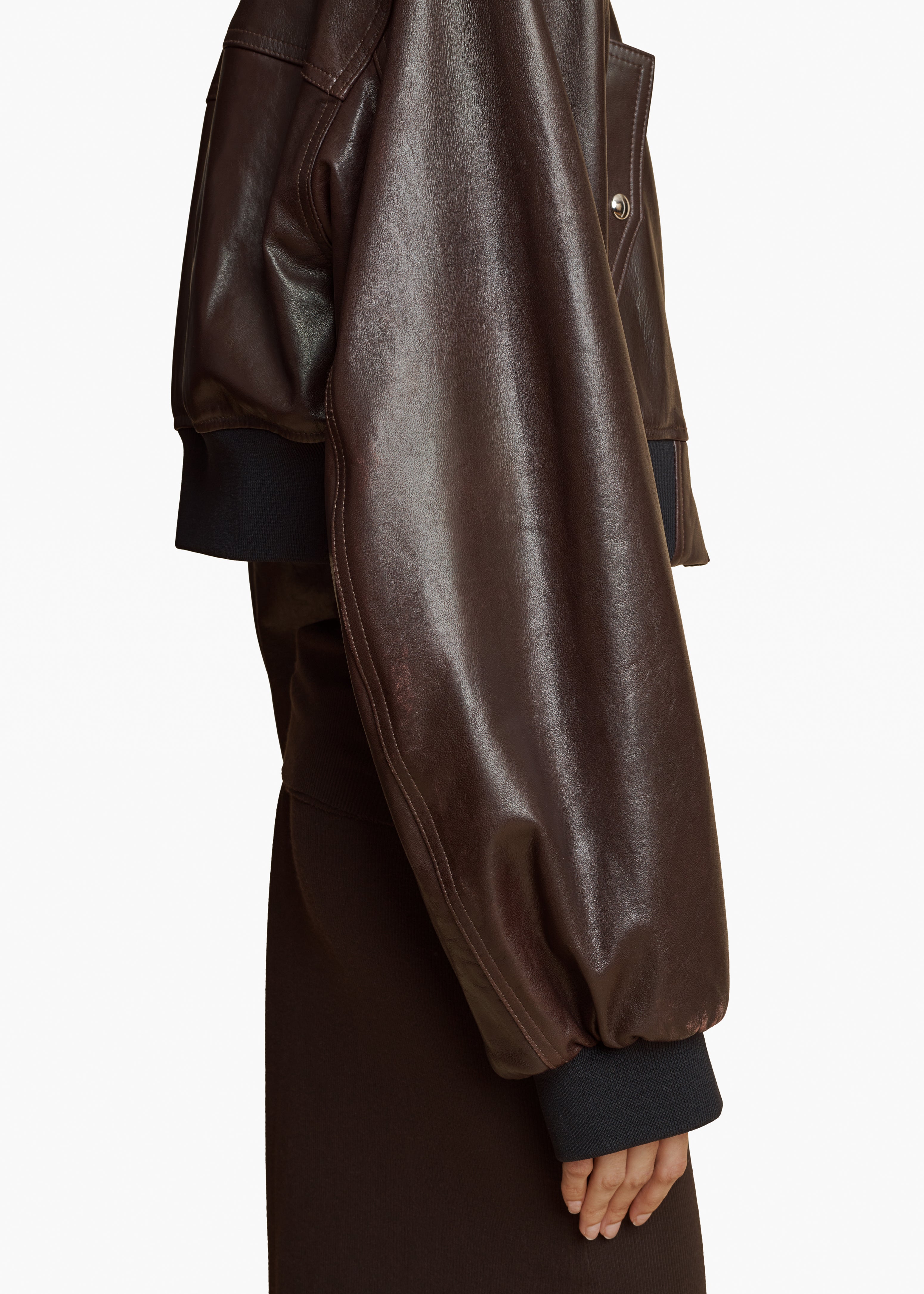 KEMBER JACKET IN DARK BROWN LEATHER DETAILED VIEW 2