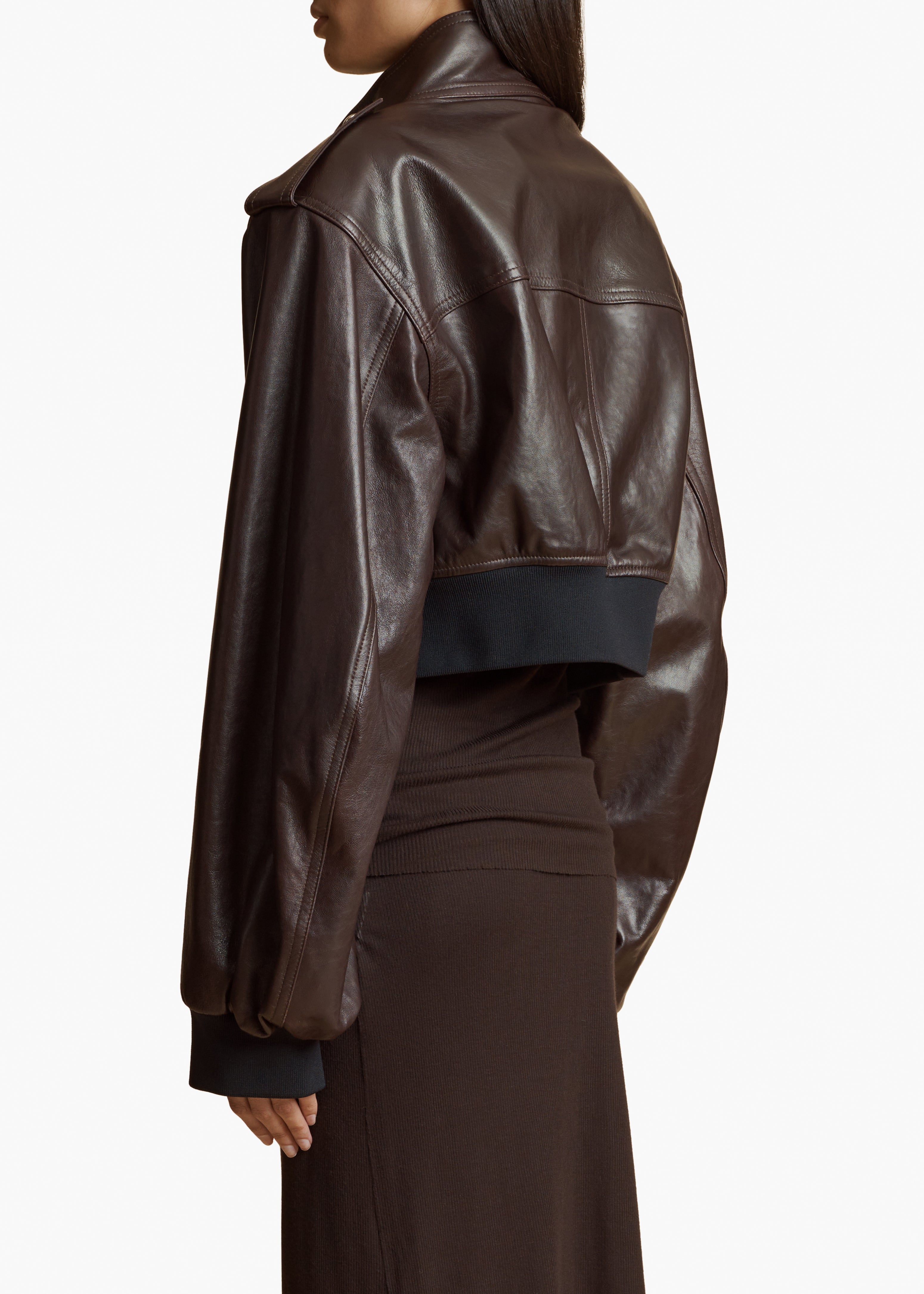 KEMBER JACKET IN DARK BROWN LEATHER BACK VIEW