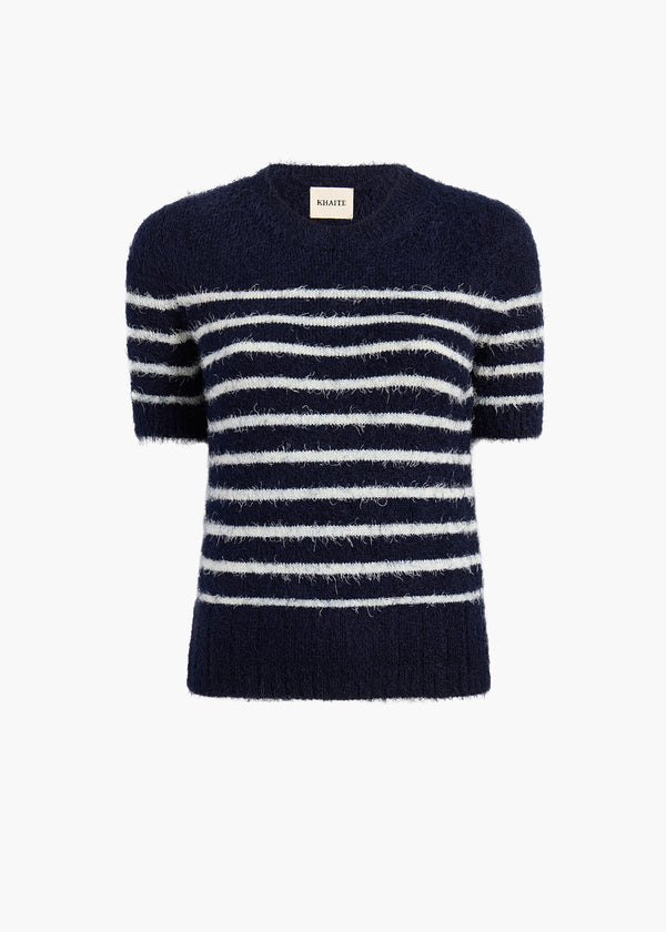 LUPHIA SWEATER IN NAVY AND CREAM STRIPE FLAT VIEW