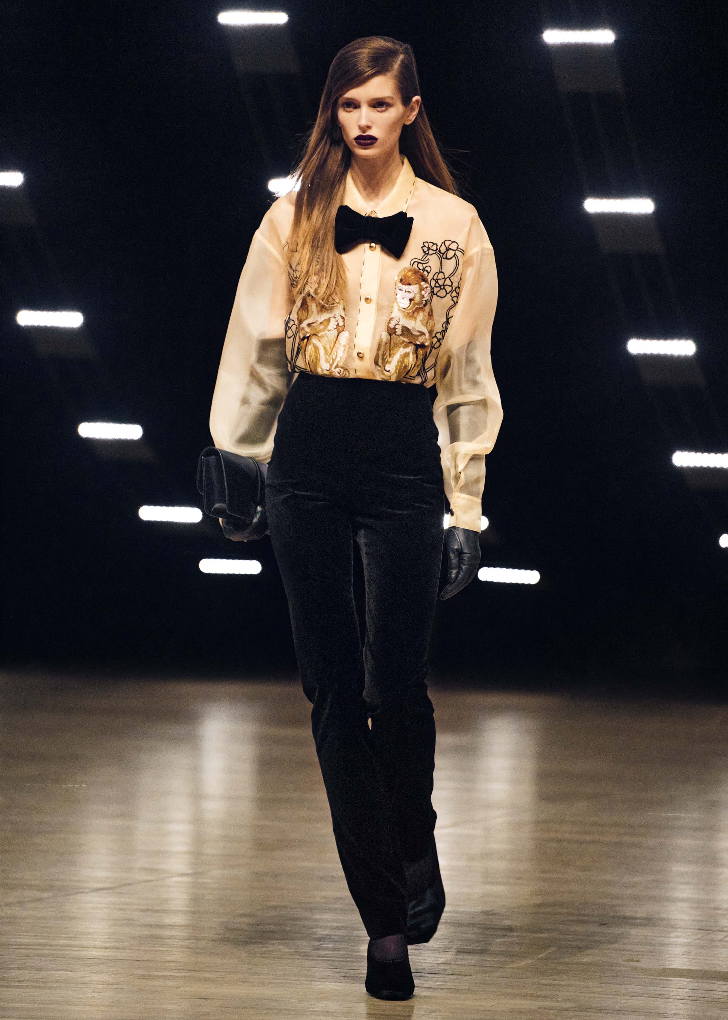 Goya Top in Champagne Monkey Embroidery