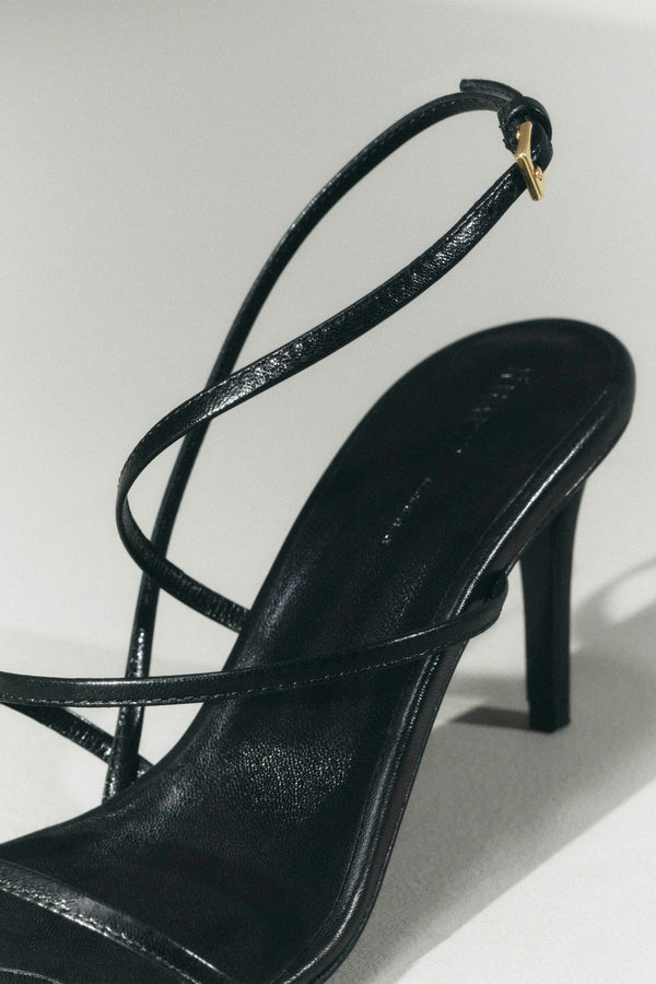 Loop Sandal in Black Leather EDITORIAL IMAGE