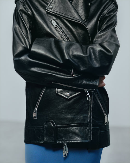 Louis Vuitton Denim Effect Leather Jacket with 3D Pocket, Black, 54