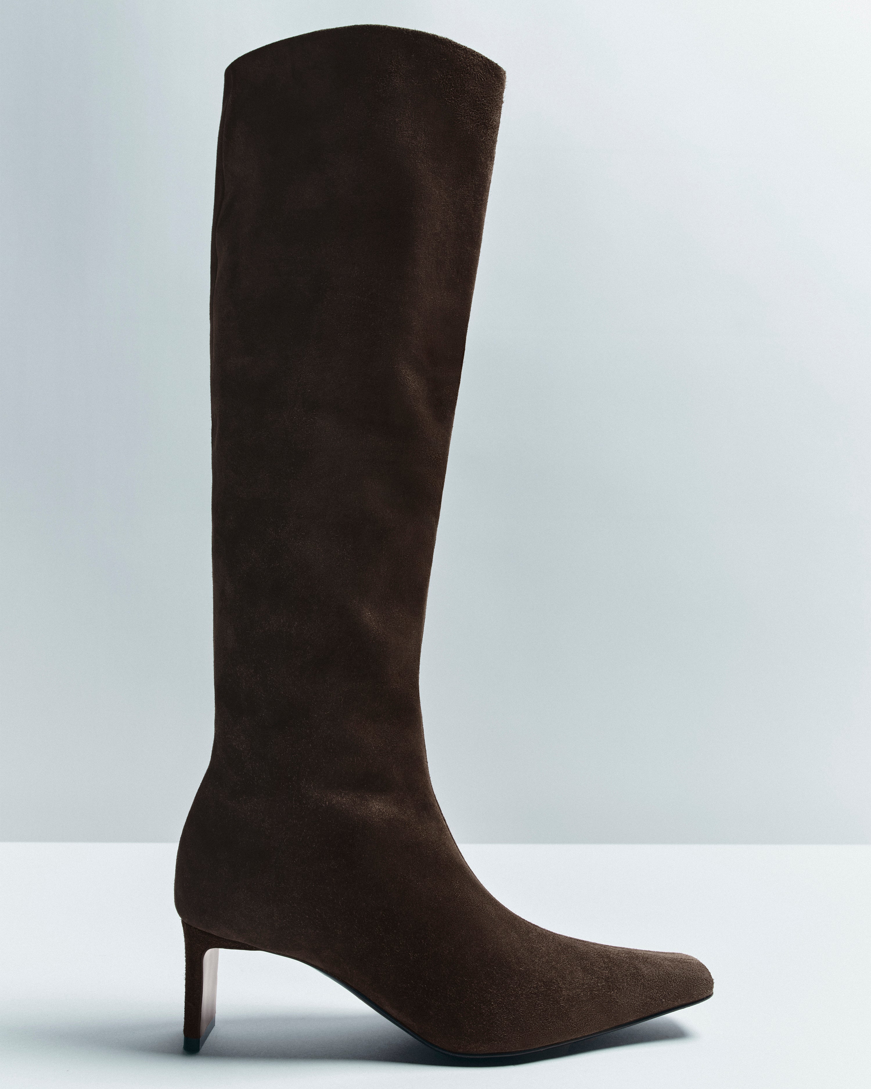 Ona Knee-High Boot in Ebano Suede