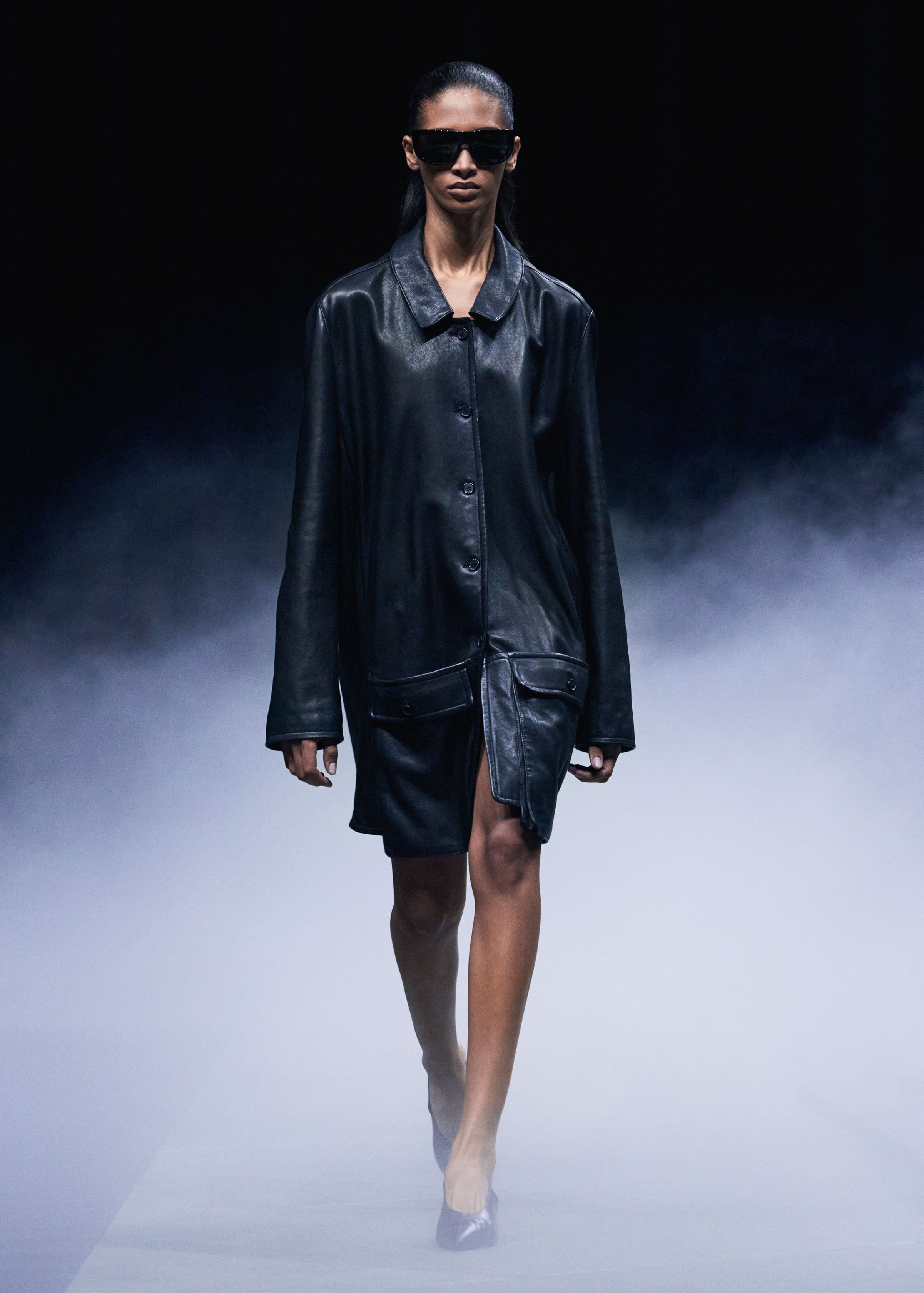 Harmon Coat in Black Washed Leather