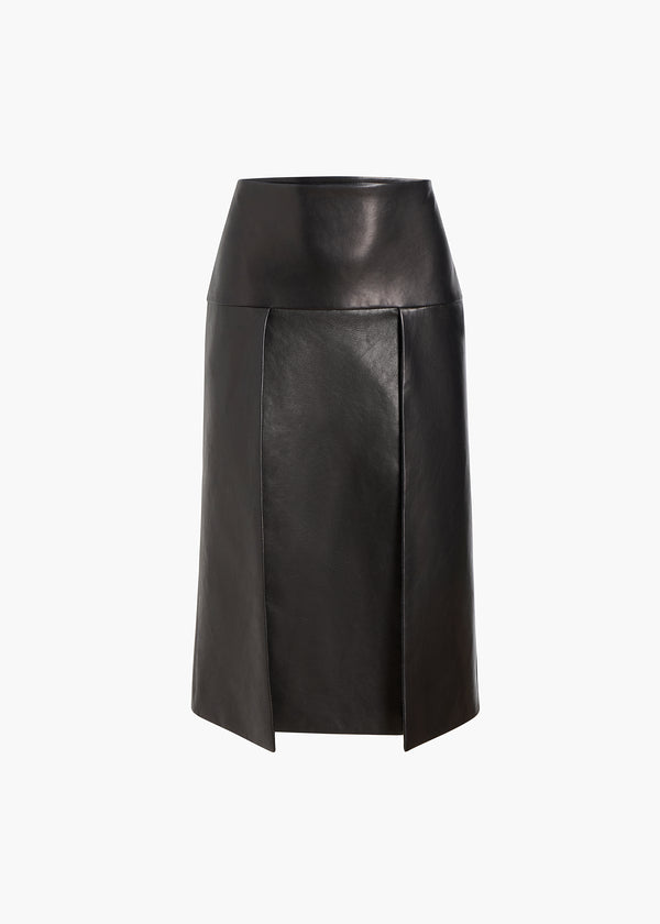 KIDD SKIRT IN BLACK LEATHER FLAT VIEW