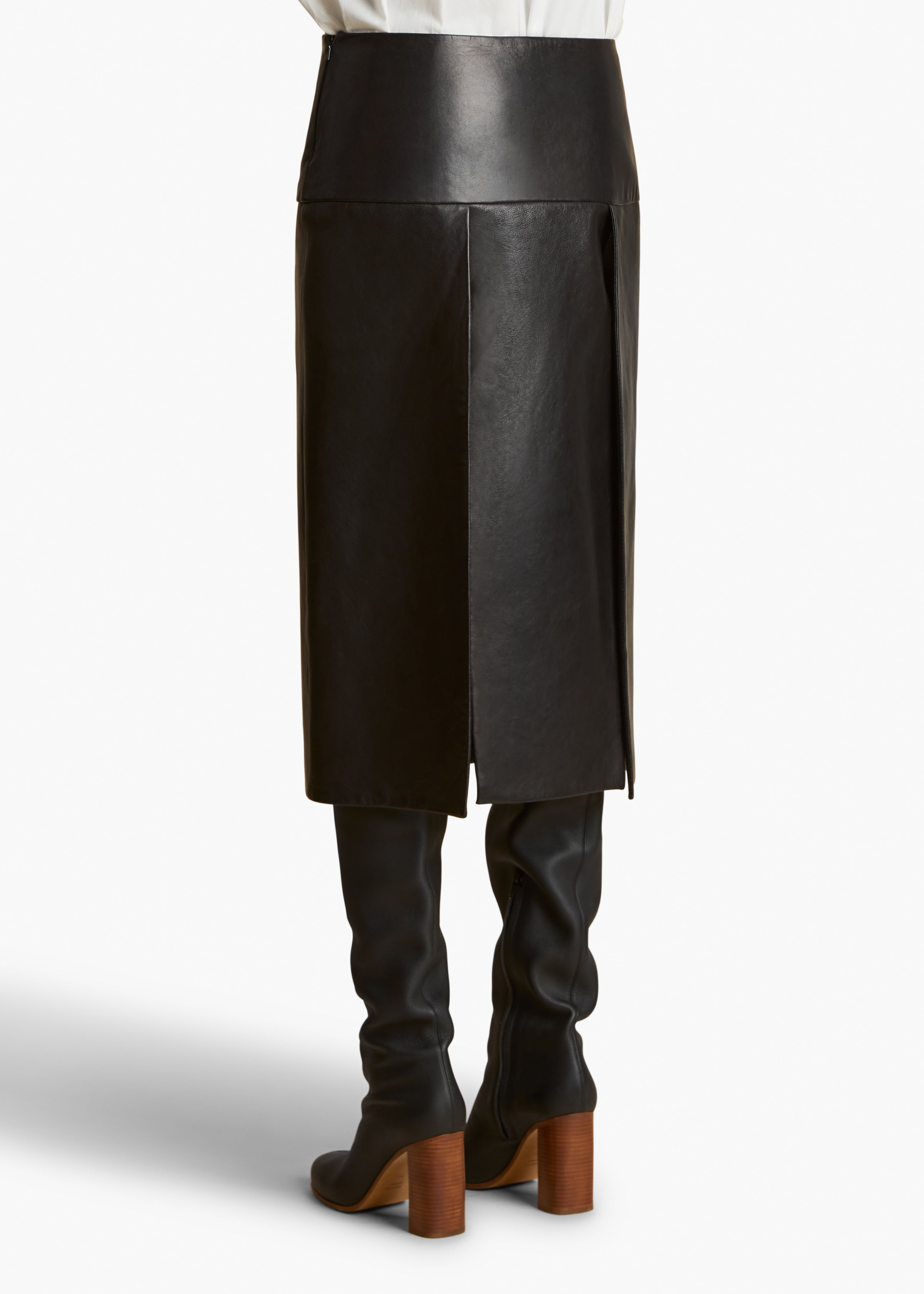 KIDD SKIRT IN BLACK LEATHER BACK VIEW