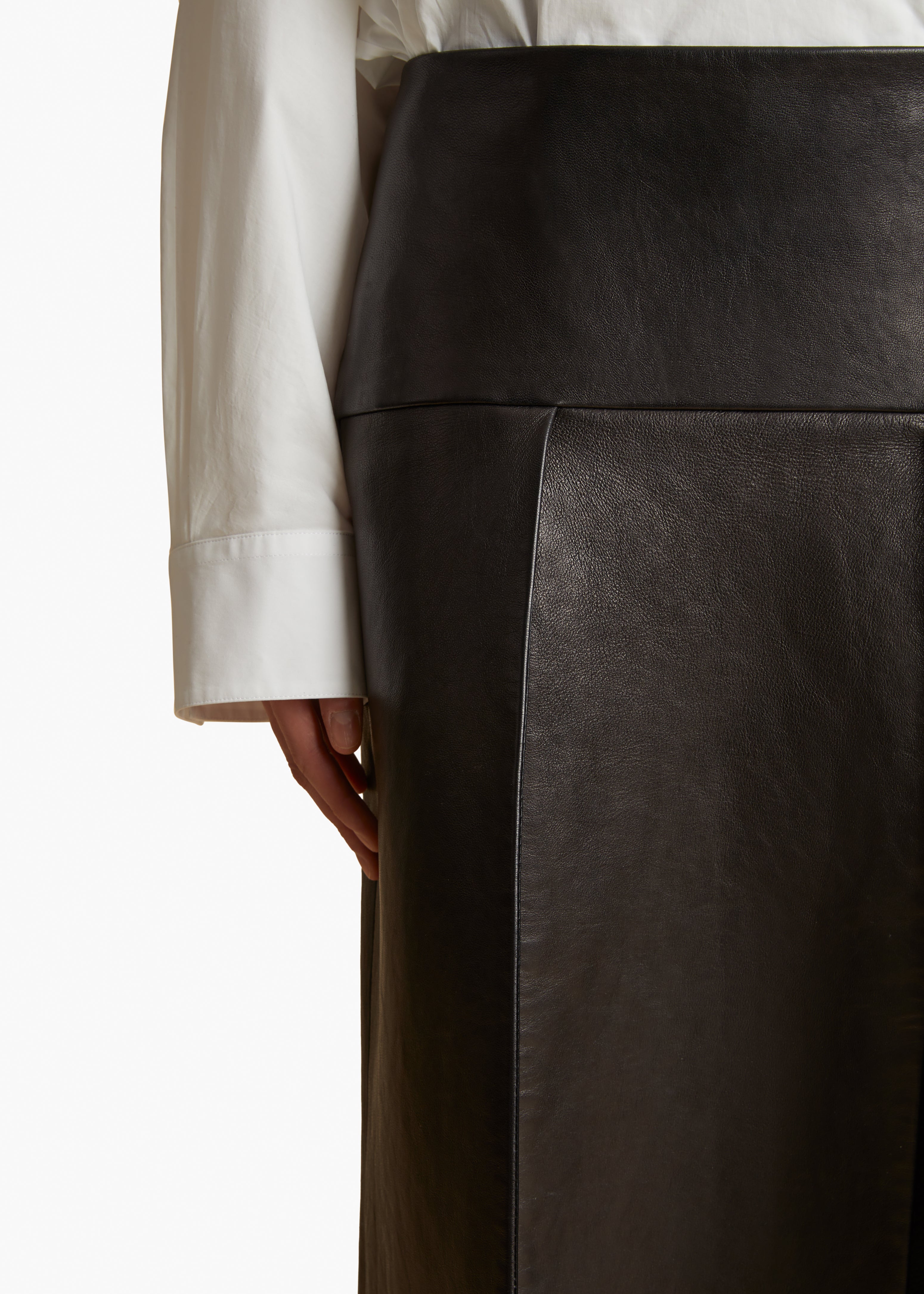 KIDD SKIRT IN BLACK LEATHER DETAILED VIEW 2