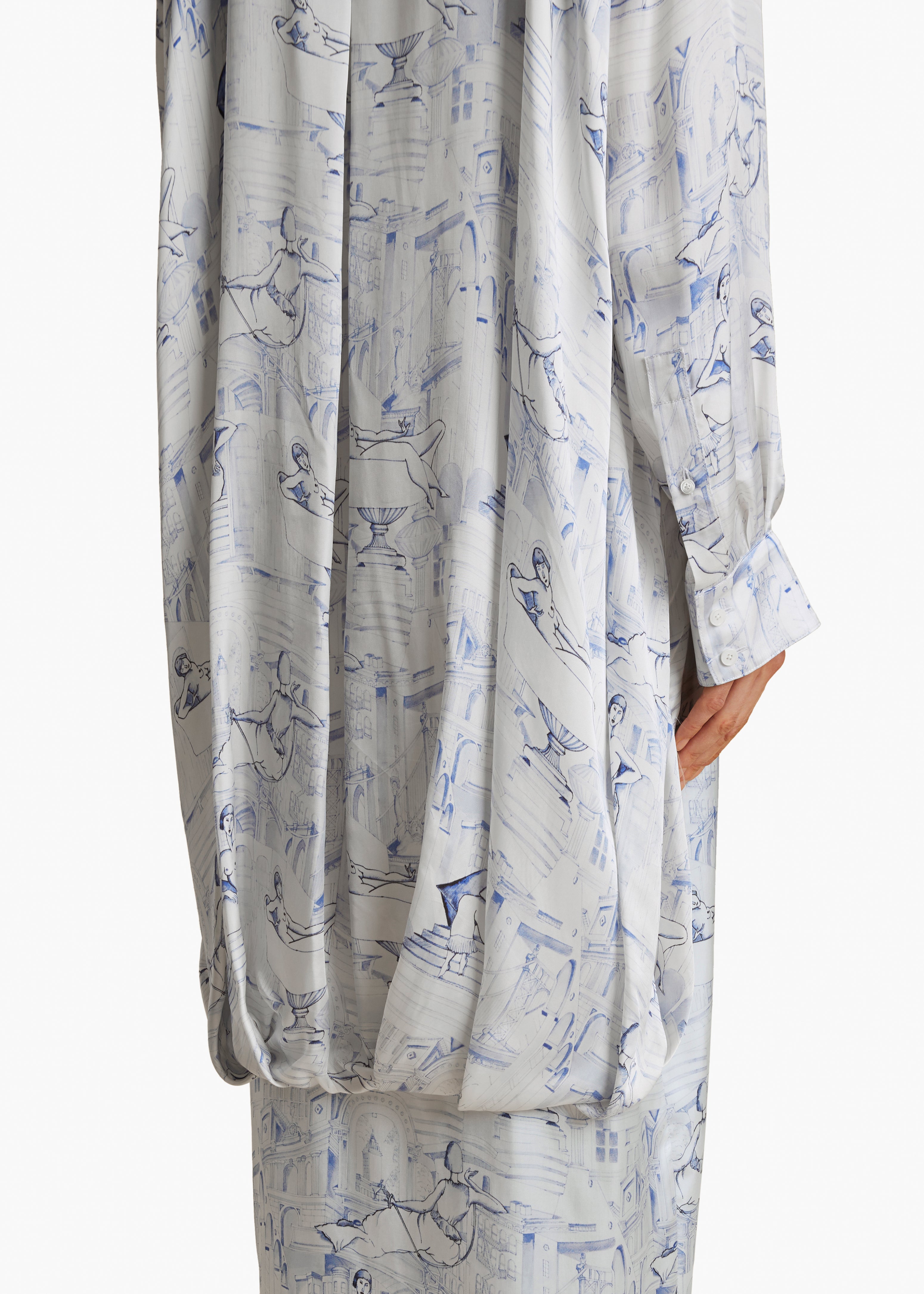 KIKO DRESS IN CREAM AND BLUE DETAILED VIEW 1