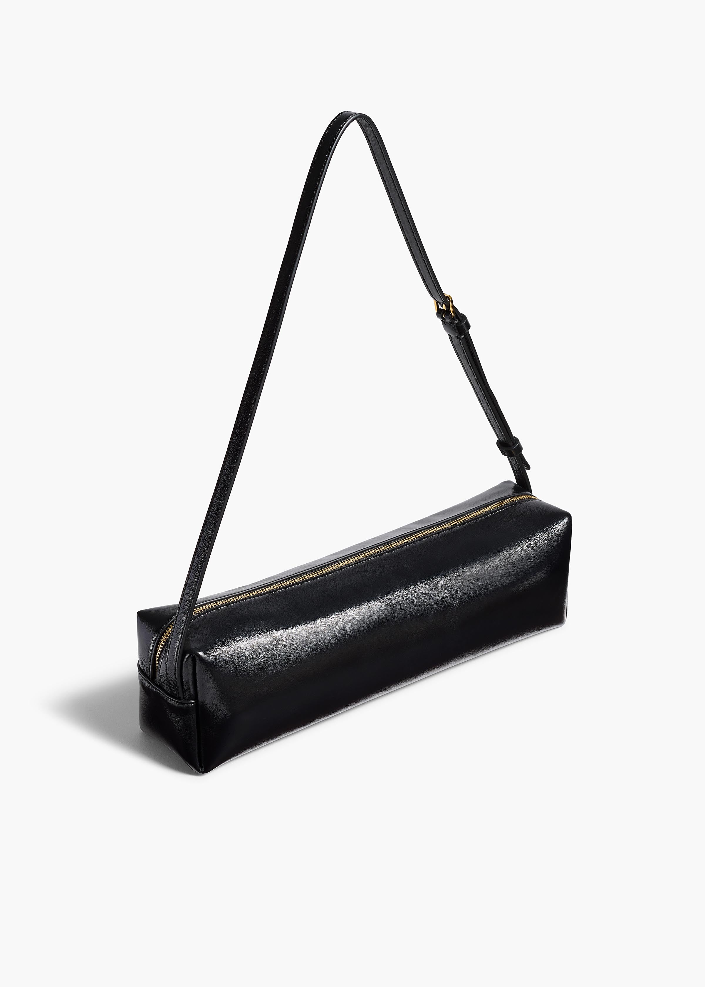 Kye Shoulder Bag in Black Crackle Patent Leather