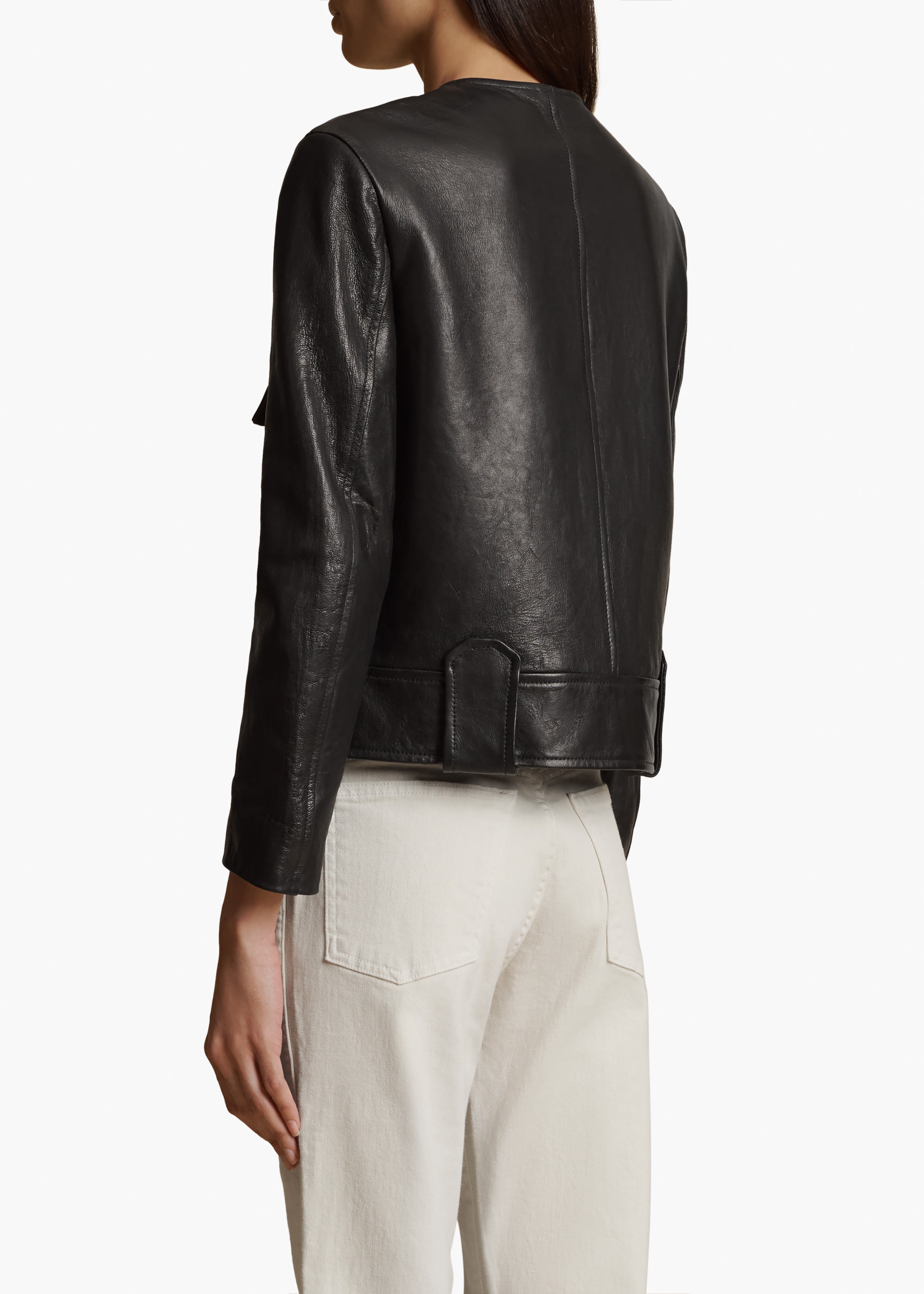 LAYBIN JACKET IN BLACK LEATHER BACK VIEW