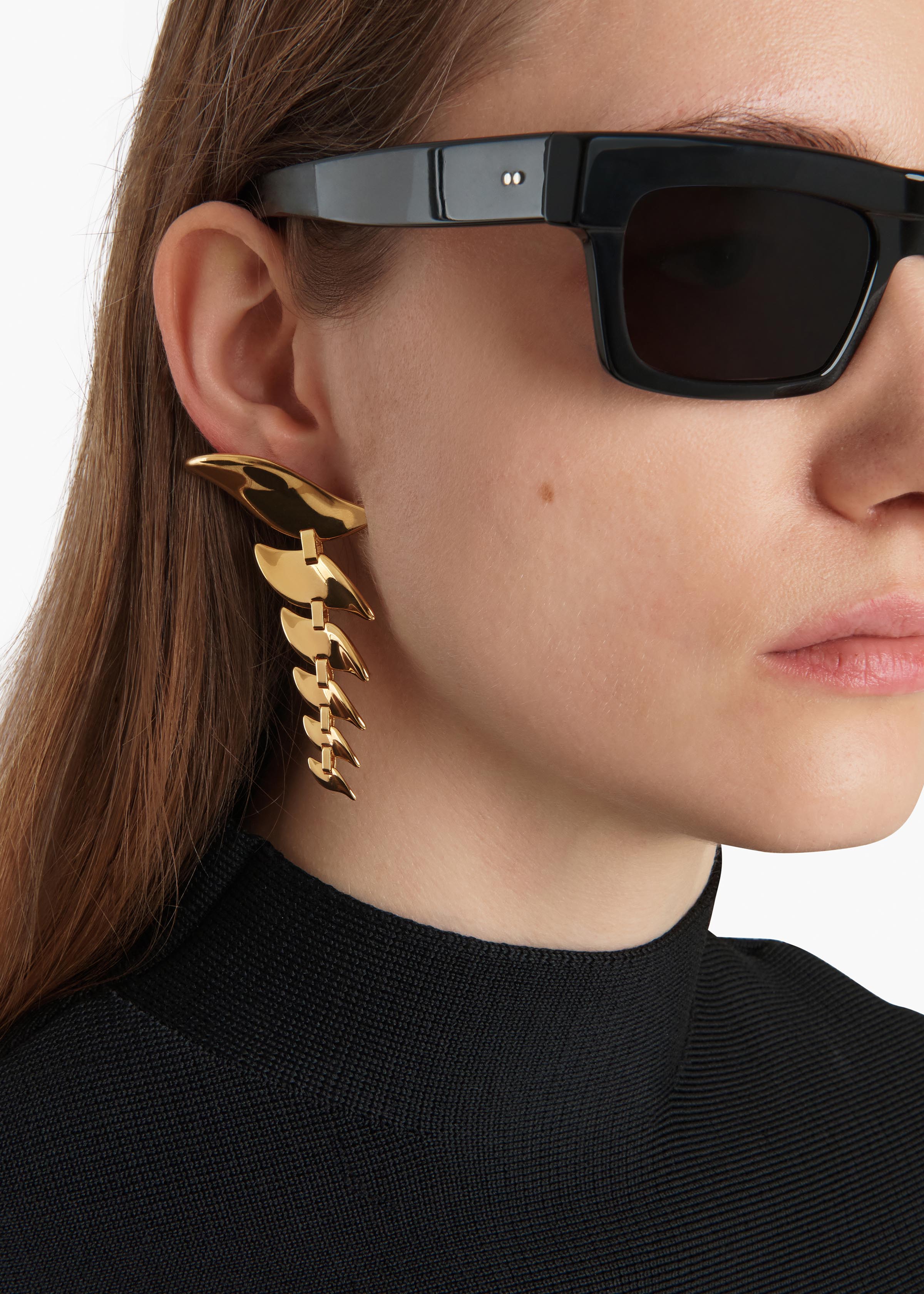 Leaf Cascading Earrings in Gold