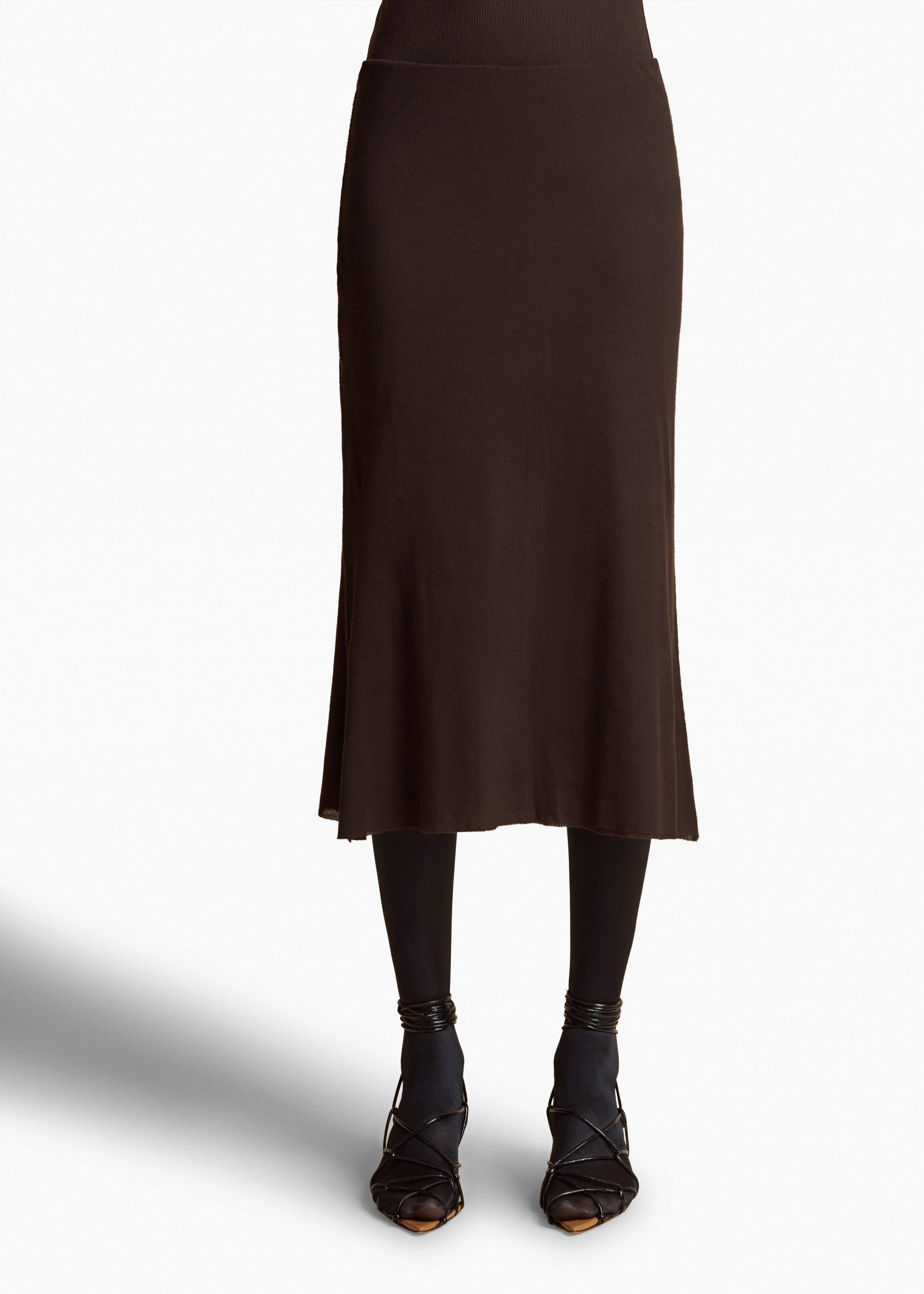 LEEMA SKIRT IN DARK BROWN FRONT VIEW