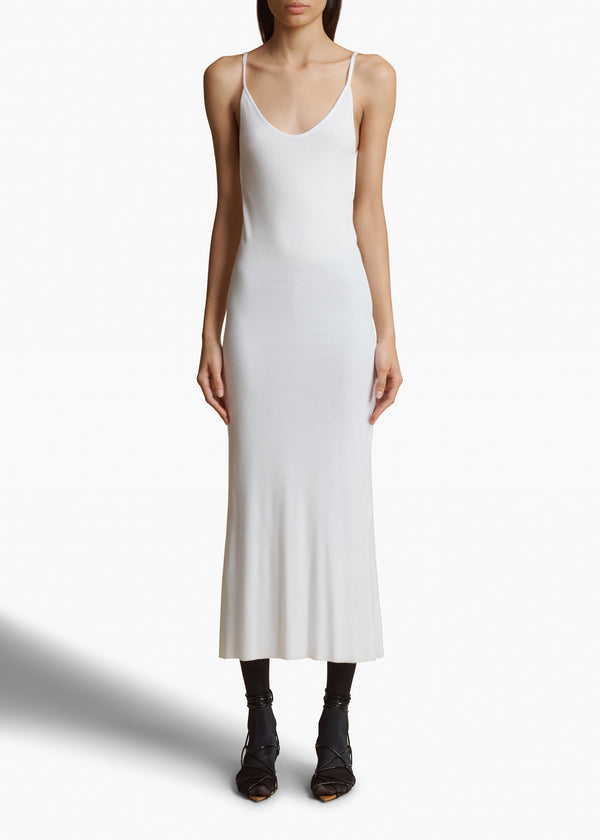 LEESAL DRESS IN WHITE FRONT VIEW STYLED