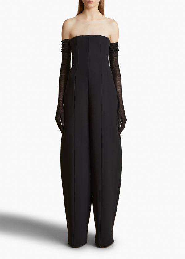 LENNOX JUMPSUIT IN BLACK FRONT VIEW STYLED