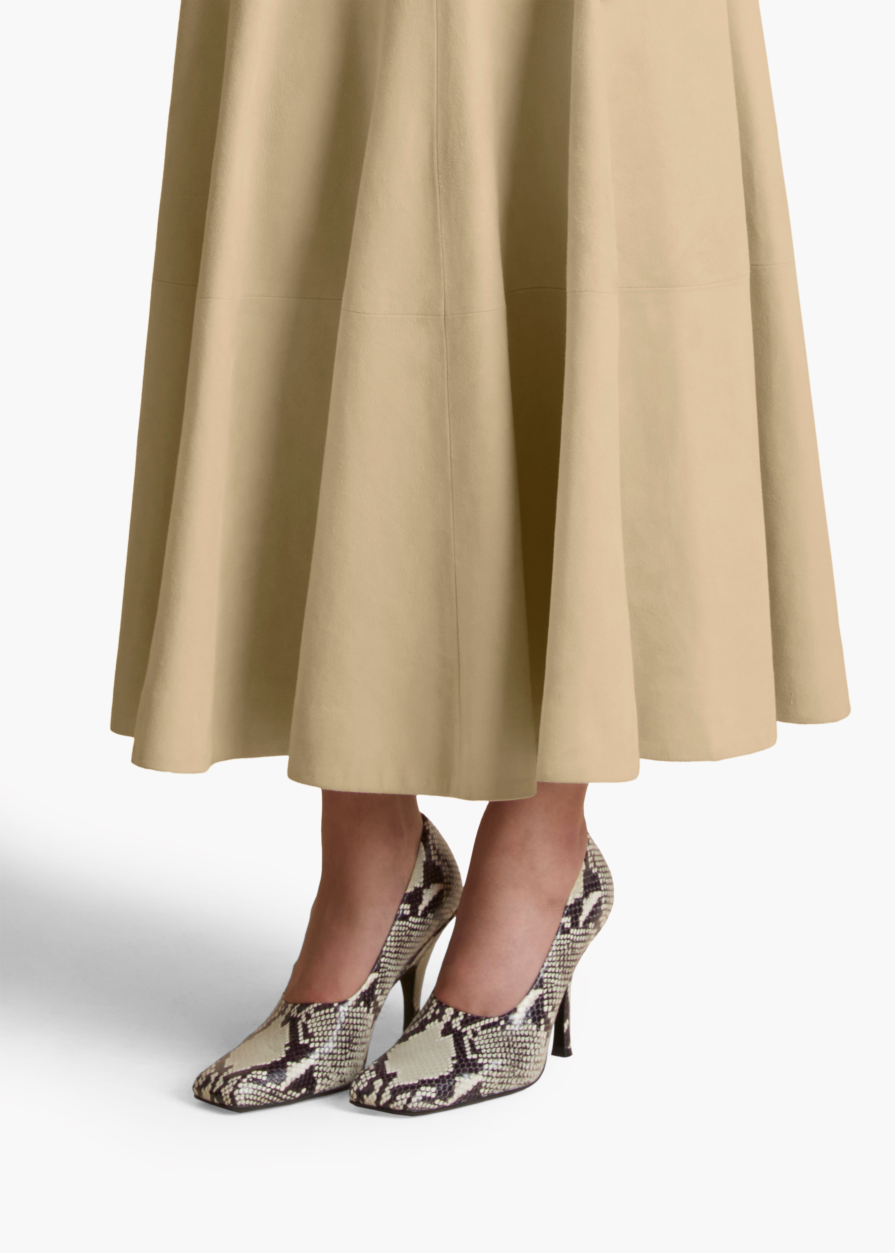 Lenno Skirt in Sand Suede DETAILED VIEW 1